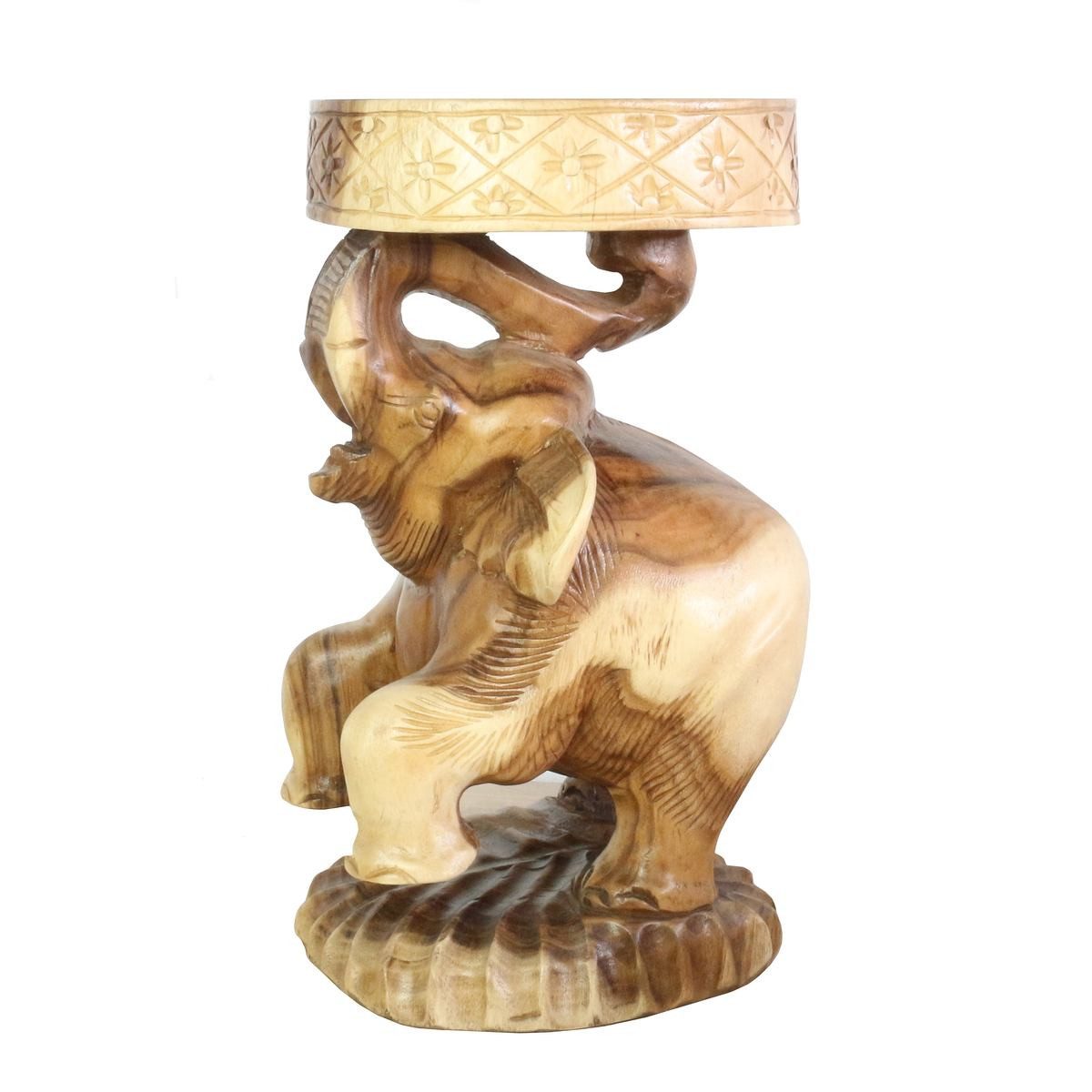 Blumenhocker Rundhocker Dekotisch Elefant Natur 50 cm