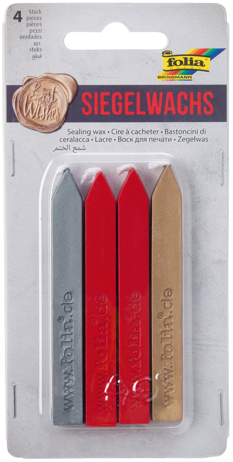 Folia Stempel Siegelwachs-Set, 4 Stück