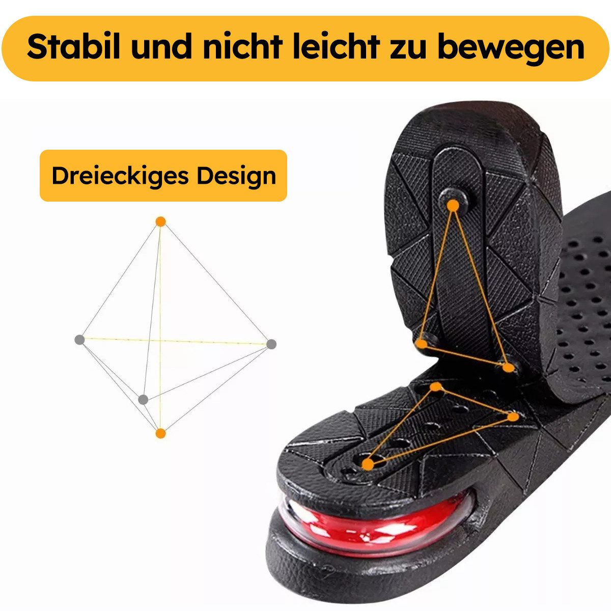 MOPUEA Einlegesohlen Sport Höhe Kissen verstellbar Schuheinlegesohlen (Set, 2-tlg., Höhenverstellbare Einlegesohlen mit atmungsaktivem Mesh-Gewebe), Unsichtbare – Bild 5 von 5
