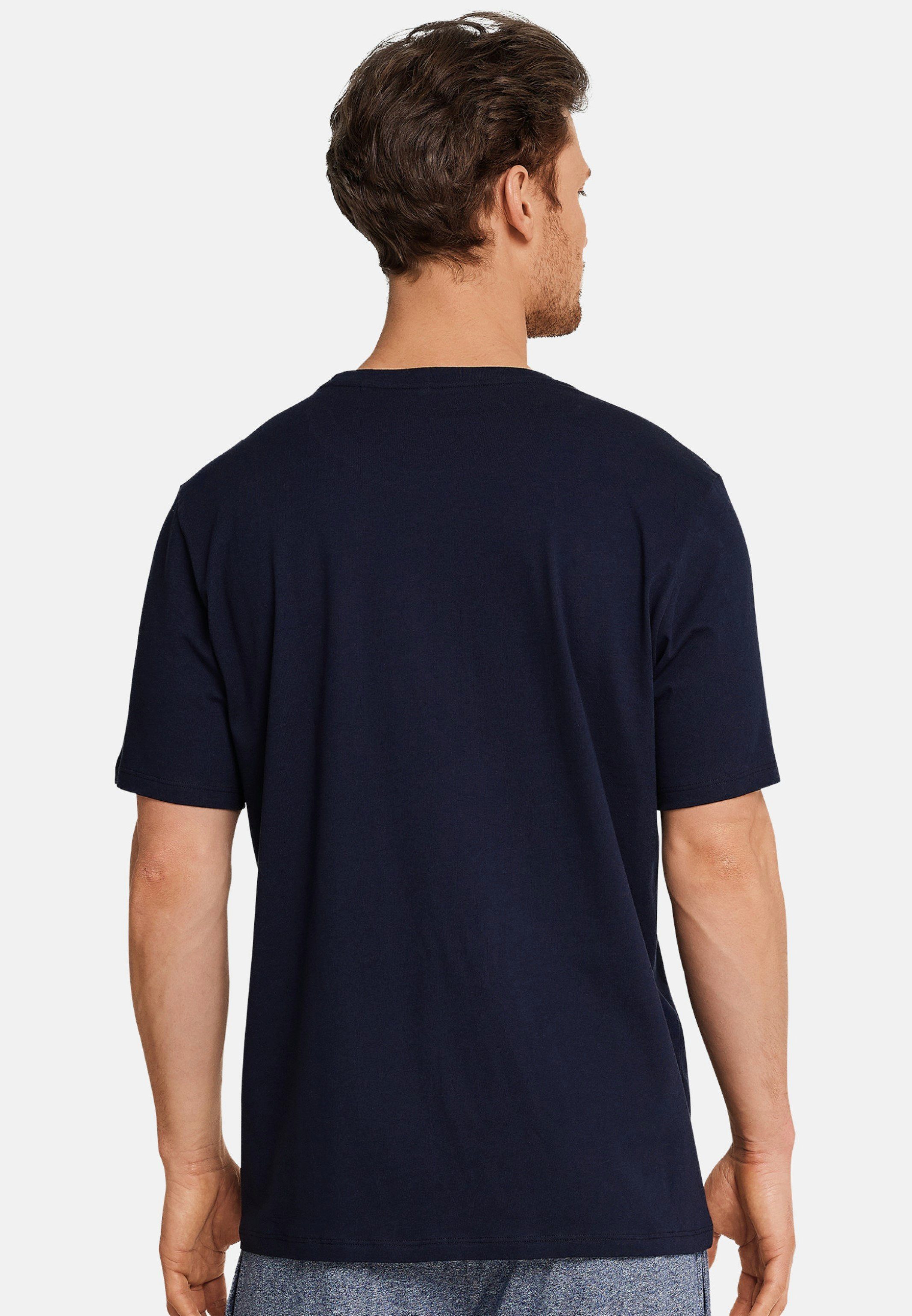 Basic Mix Pyjamaoberteil T-Shirt - Schlafanzug Schiesser dunkelblau & Relax Baumwolle - (1-tlg)