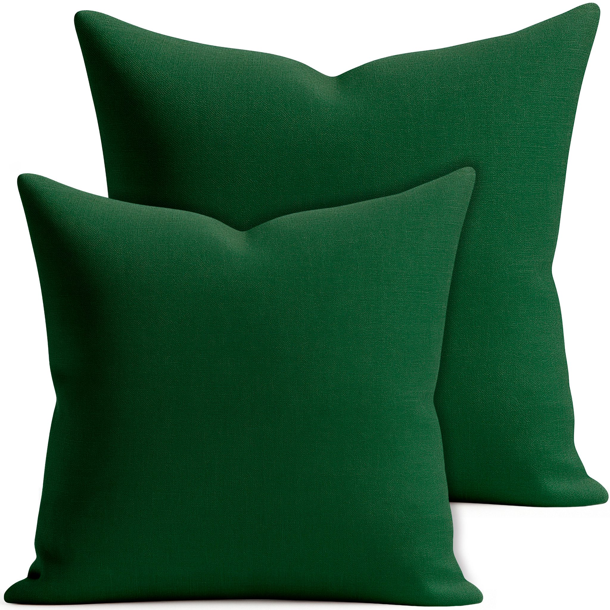 matches21 HOME & HOBBY Kissenbezüge 2er Mischset Kissenhülle 40x40 & 50x50 cm dunkelgrün u Reißverschluss, (2 Stück), Zierkissen-Bezüge einfarbig für Couch-Kissen mit Lotuseffekt