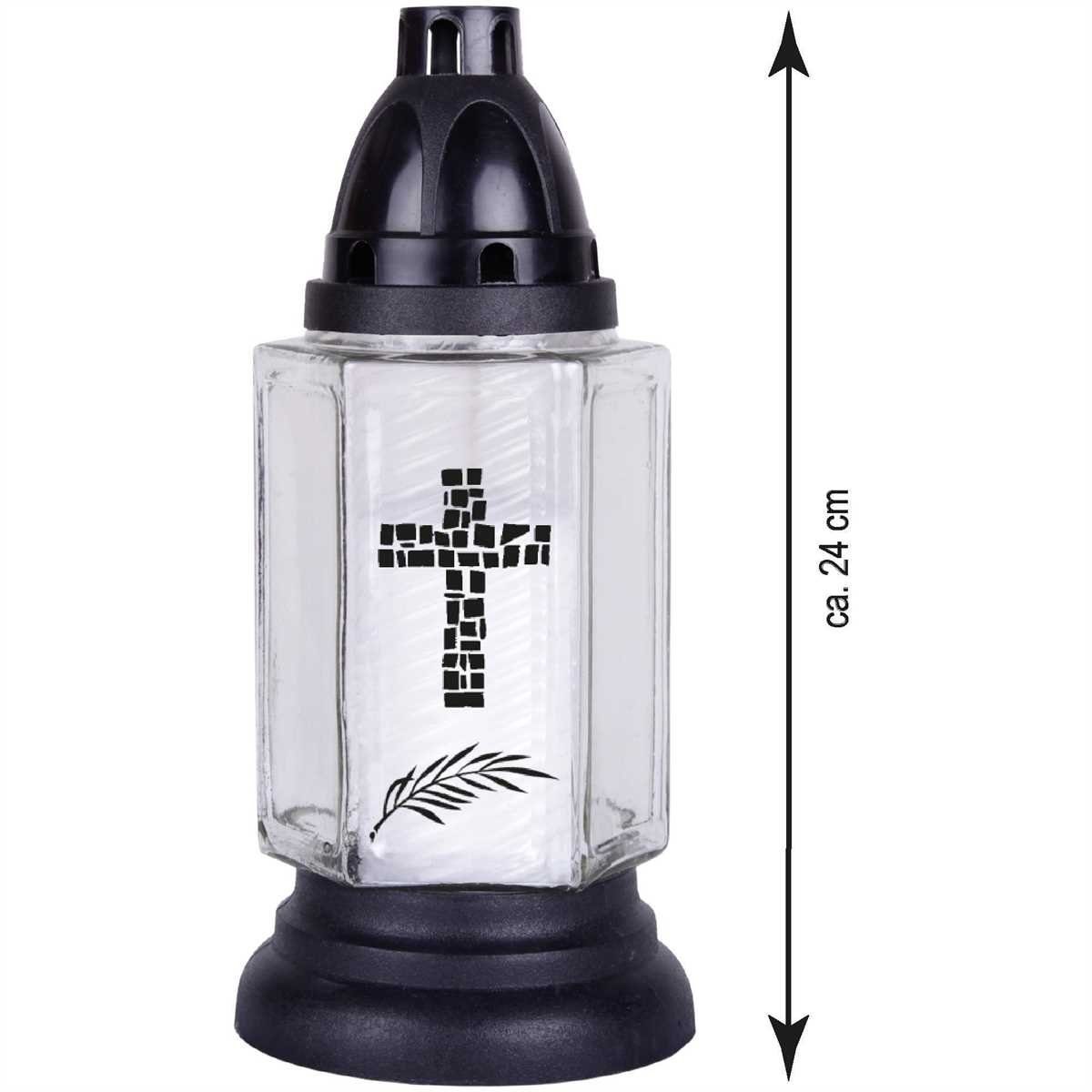 HS Candle Grabkerze (1-tlg), Grablaterne 24cm mit Kreuz- Motiv u. Kerze, Gr günstig online kaufen