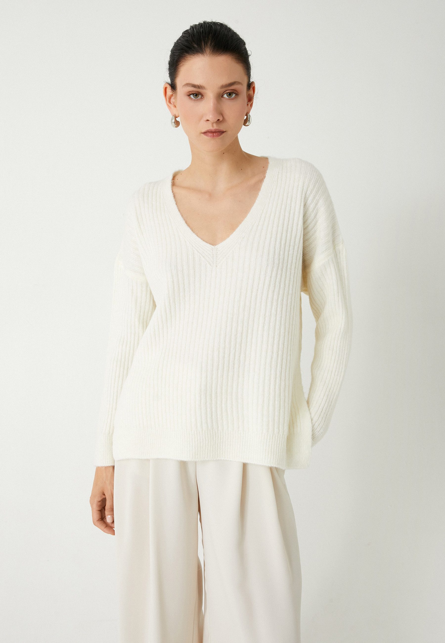 V-Ausschnitt-Pullover V-Kragen Oversize V-Ausschnitt-Pullover