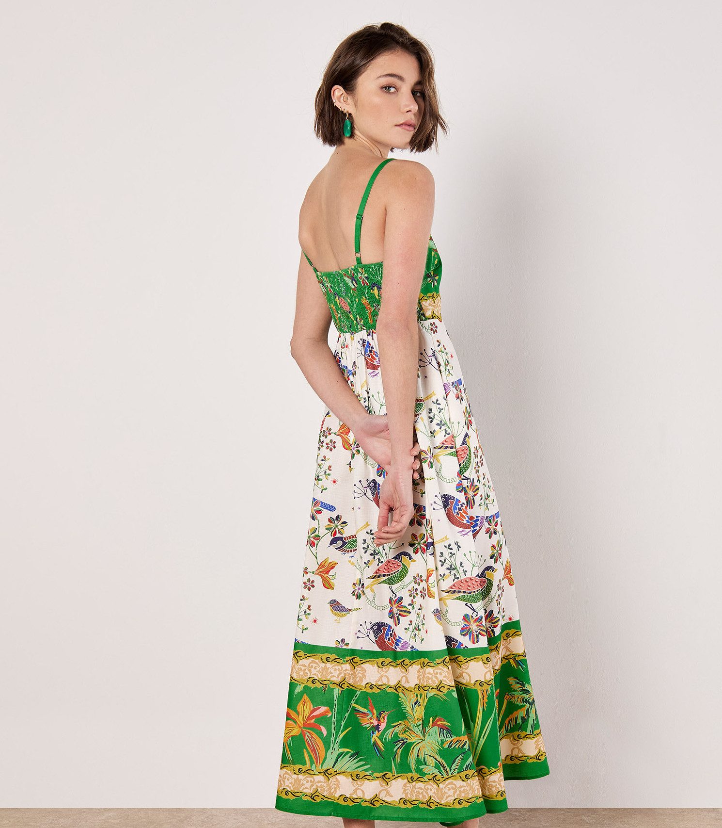 Apricot Druckkleid Druck Midikleid mit Trägern – Bild 4 von 4