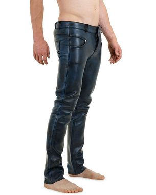 BOCKLE Lederhose Bockle® 60tis STRETCH Dark Blue echte Herren Lederhose dunkelblau Lederjeans