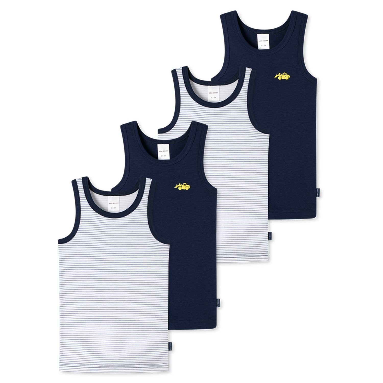 Schiesser Unterhemd (Mehrpack, 4-St., 4er Pack) 100% Baumwolle, nachhaltig, atmungsaktiv, im 4er Pack 912 farbig sortiert