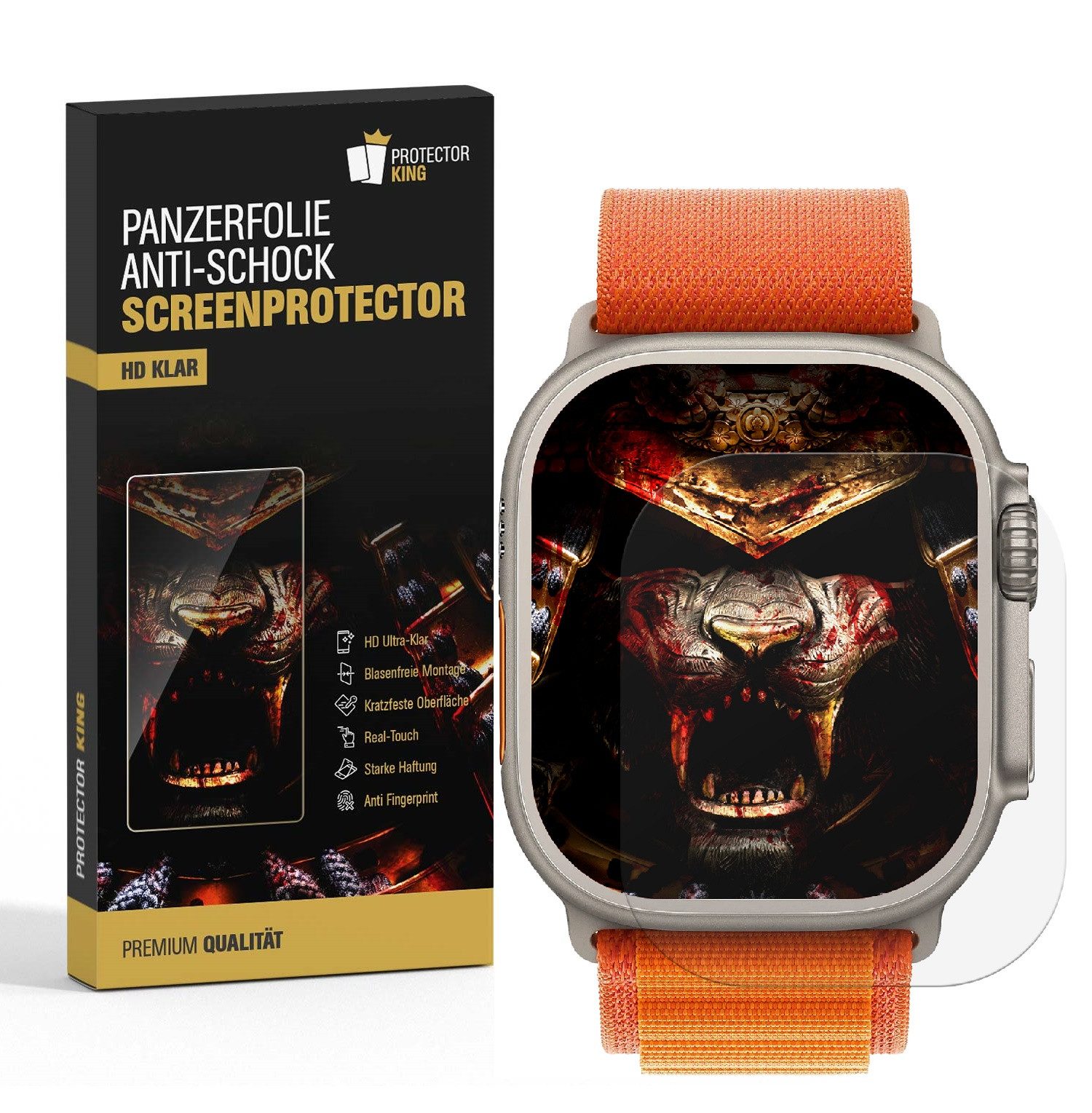 Protectorking Schutzfolie 2x 9H Panzernanoglas für Apple Watch Ultra 49mm 3D KLAR FLEXIBLER, (2-Stück), Flexibler Displayschutz, Panzerglas, Schutzglas, Schutzfolie 3D-KLAR