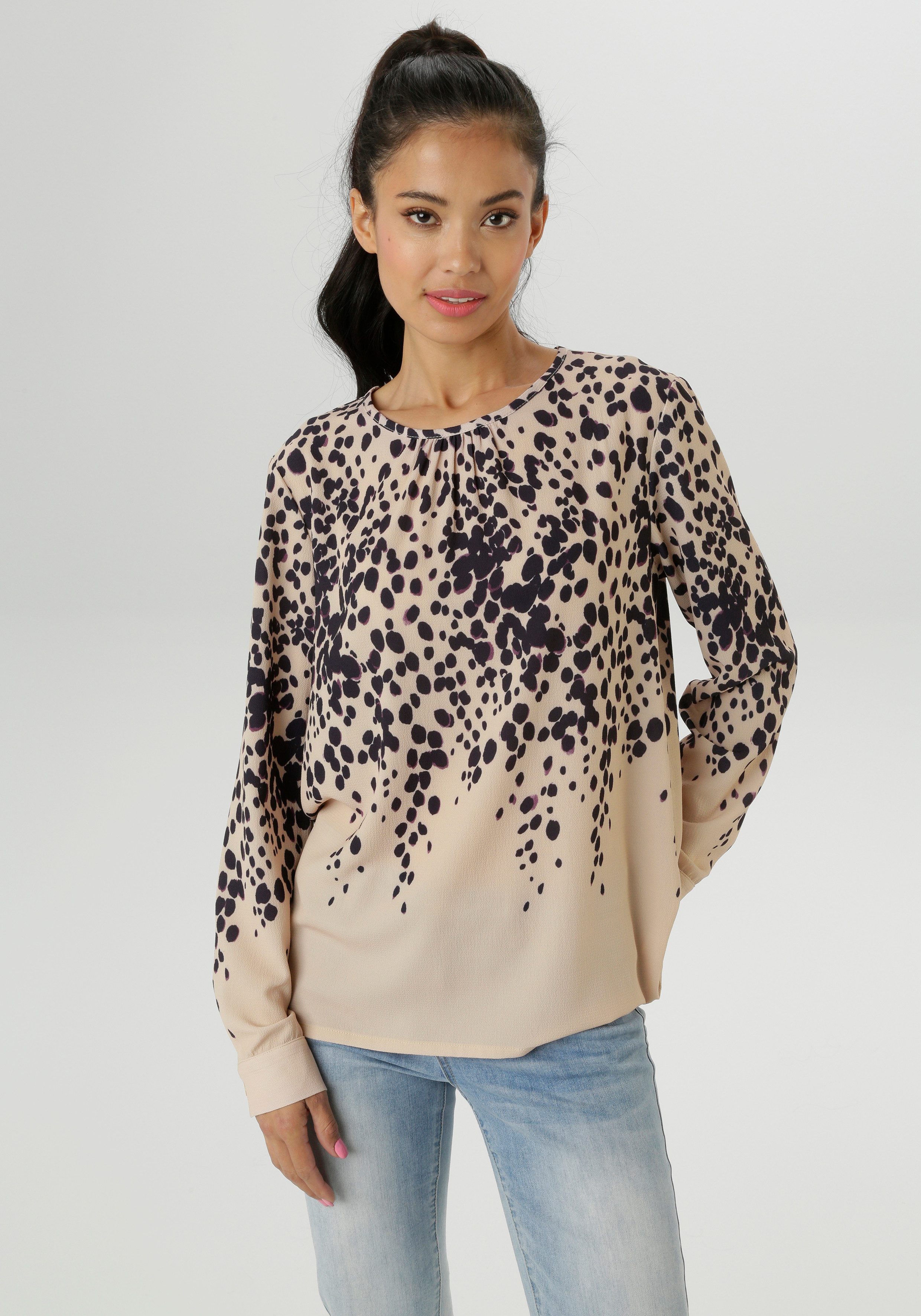 Aniston SELECTED Schlupfbluse mit stilvollem Allover-Tropfenprint günstig online kaufen