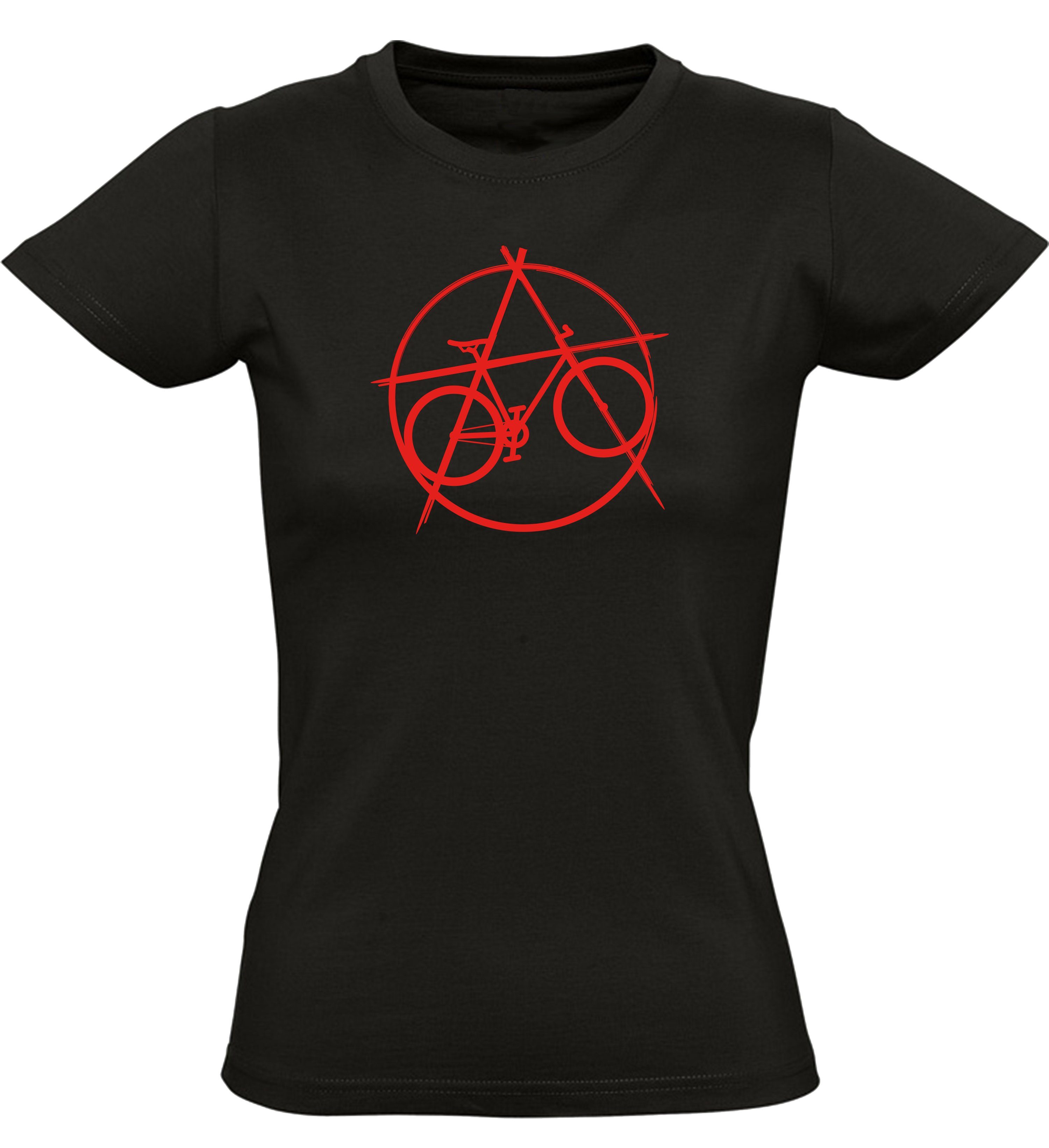 Baddery Print-Shirt Fahrrad T-Shirt Damen: "Anarchy Bike", hochwertiger Siebdruck, aus Baumwolle
