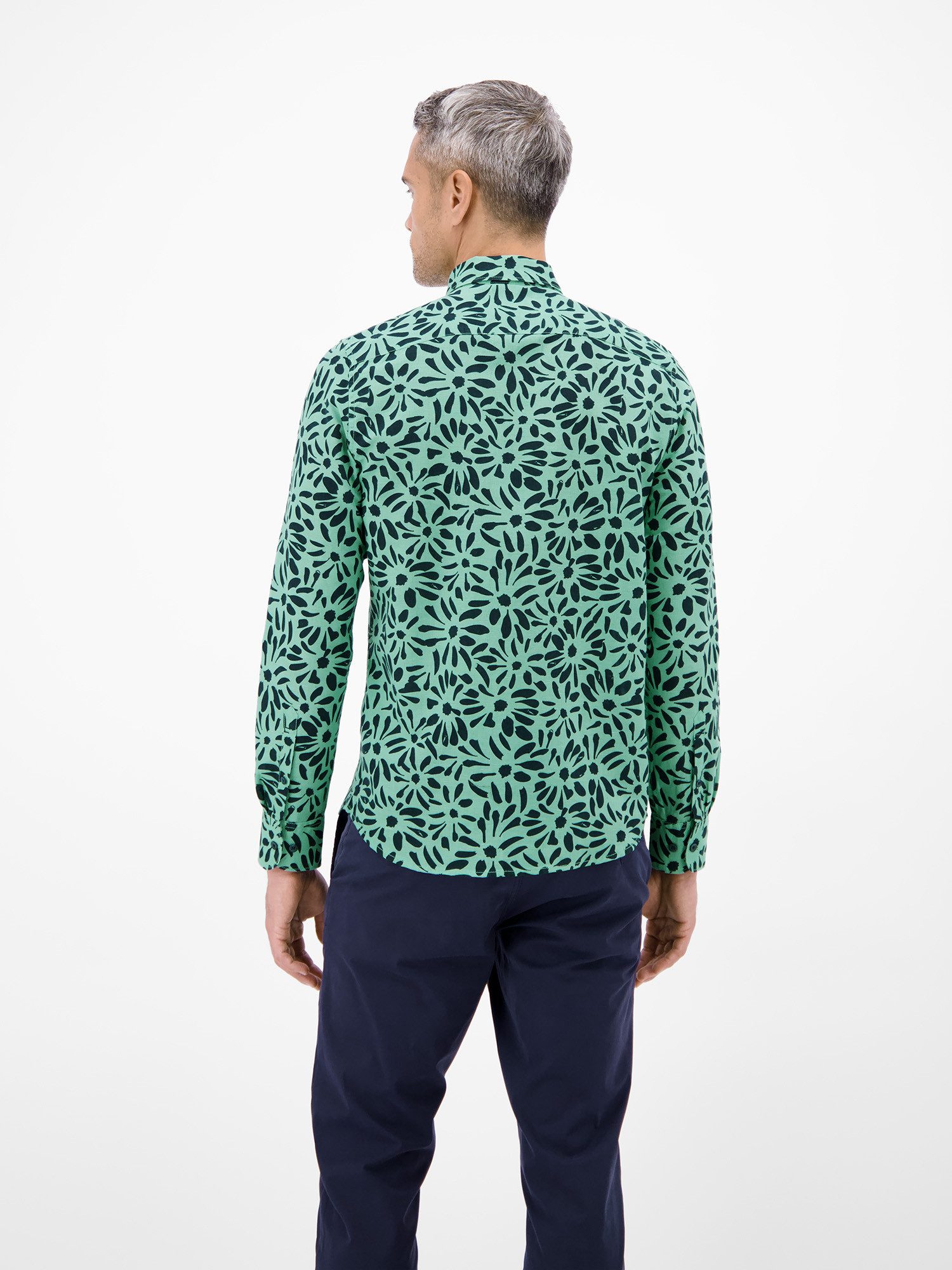 LERROS Leinenhemd Langarmhemd mit floralem Print aus Mischgewebe Baumwoll‑Leinen Mix, hautfreundlich, ideal für warme Tage, langarm