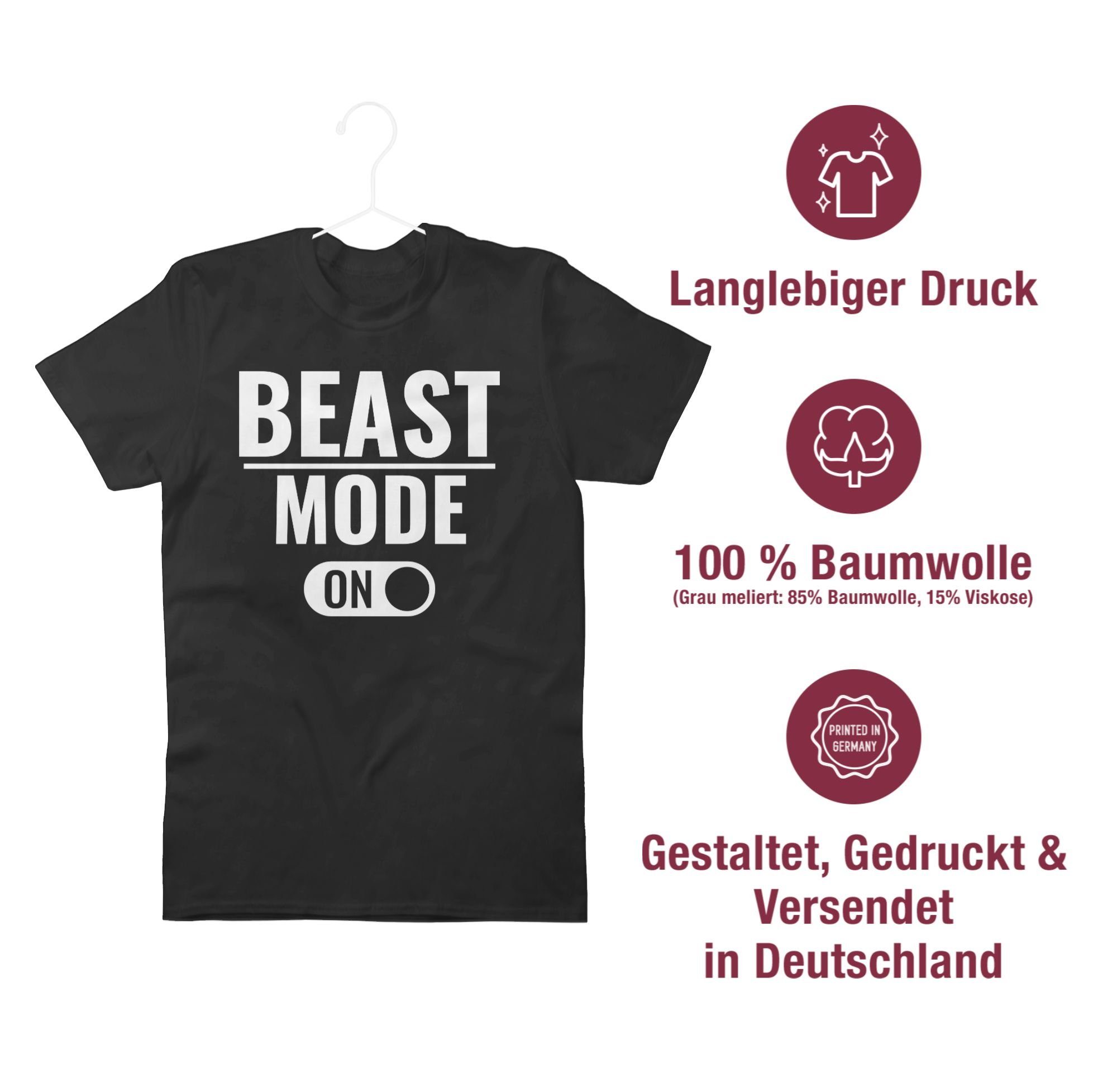 Workout Fitness ON Beast T-Shirt 1 & Mode Shirtracer Schwarz