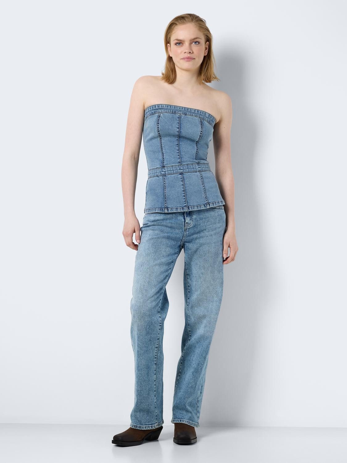 Noisy may Shirttop schulterfrei Slim Fit ärmellos Denim NMMIRA SLIM DENIM TOP VI499MB