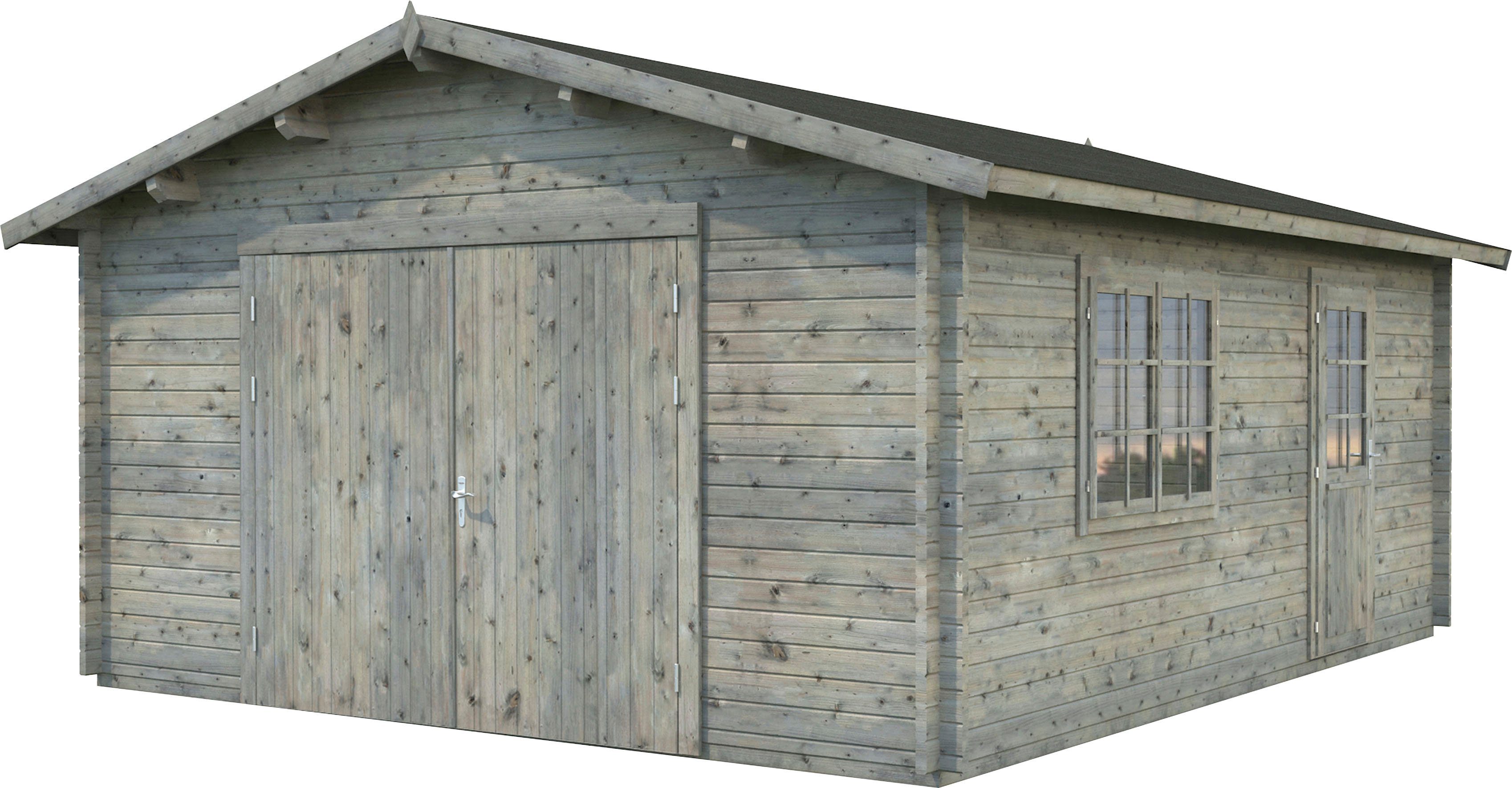 Garage mit Holztor, 514x598x287 Palmako Roger, BxTxH: grau cm,