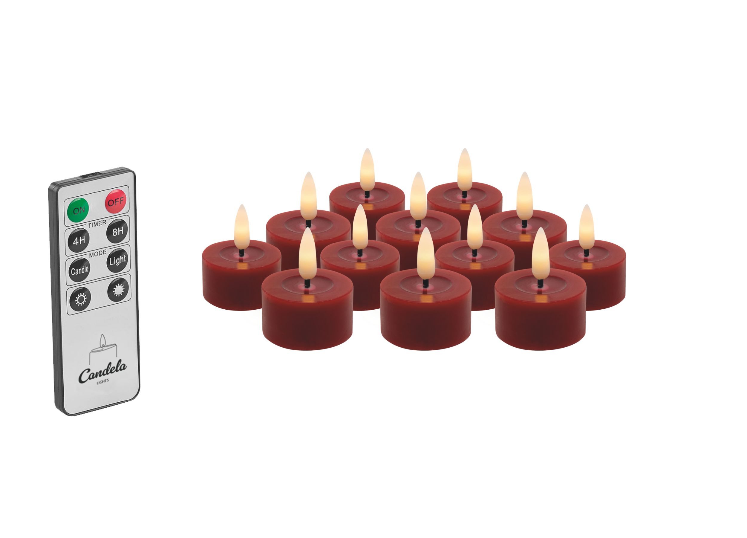 LC Home LED-Kerze LED Свічки Set Winter Echtwachs Timerfunktion Fernbedienung dimmbar (Set, 12-tlg., LED Свічки Winter, Teelicht und Stumpenkerze mit Reflexionsspiegel), LED Свічки mit Timerfunktion Fernbedienung Dimmbar