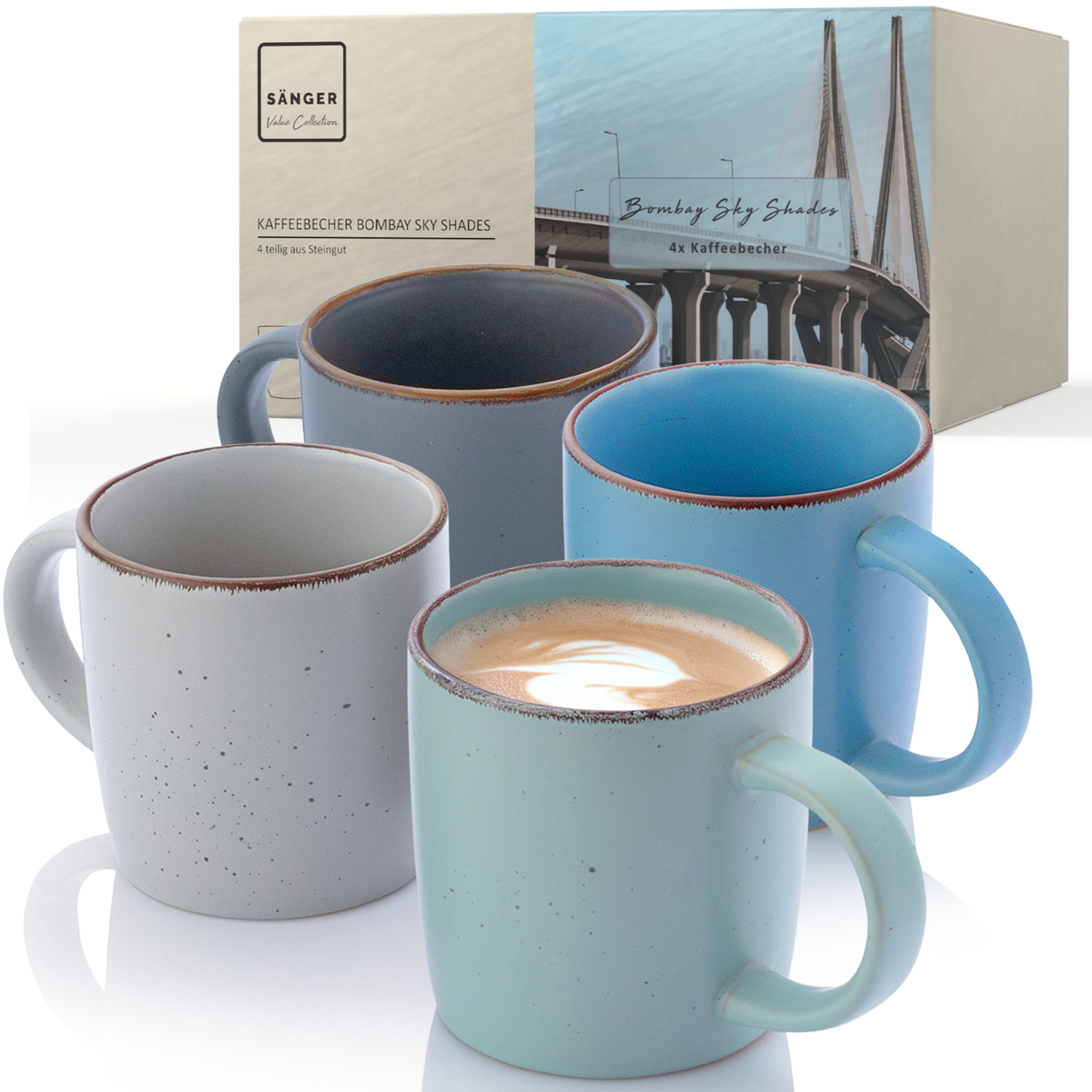 SÄNGER Becher Bombay, 4-tlg., Steingut, 4 tlg. Bombay Sky Shades, Kaffeebecher, Mehrfarbig, VALUE COLLECTION
