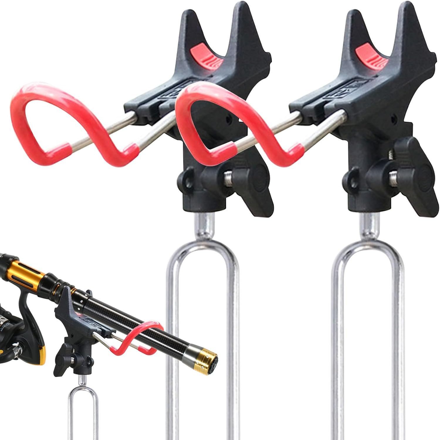 POPOLIC Rutenhalter Rutenhalter, 2 Stück 360°Verstellbar Angelrutenhalter, (Angelrutenständer mit Bodenstecker, universell, 2-tlg., für Hand- und Meeresruten, leicht & zerlegbar)