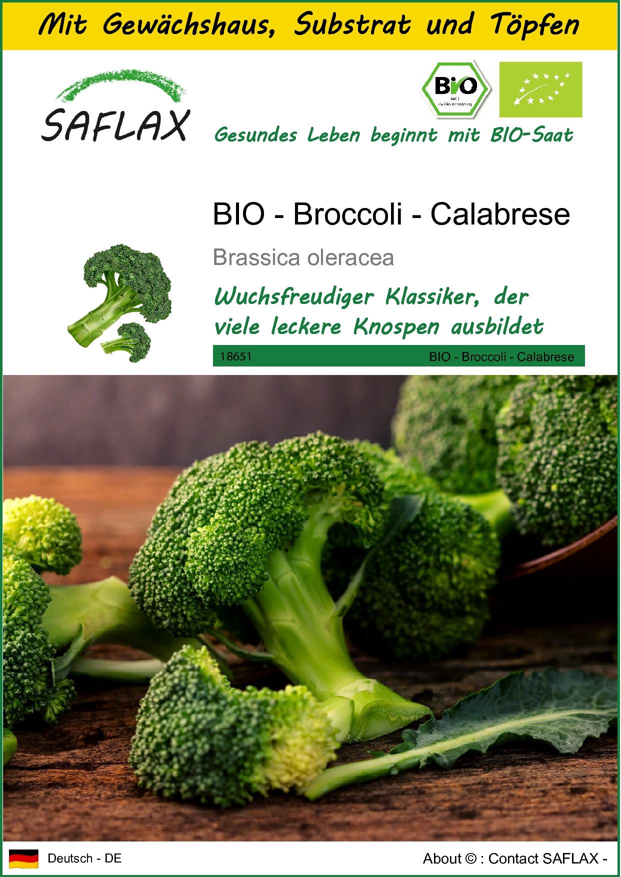 Gemüsesamen SAFLAX - Anzuchtset - BIO - Broccoli - Calabrese