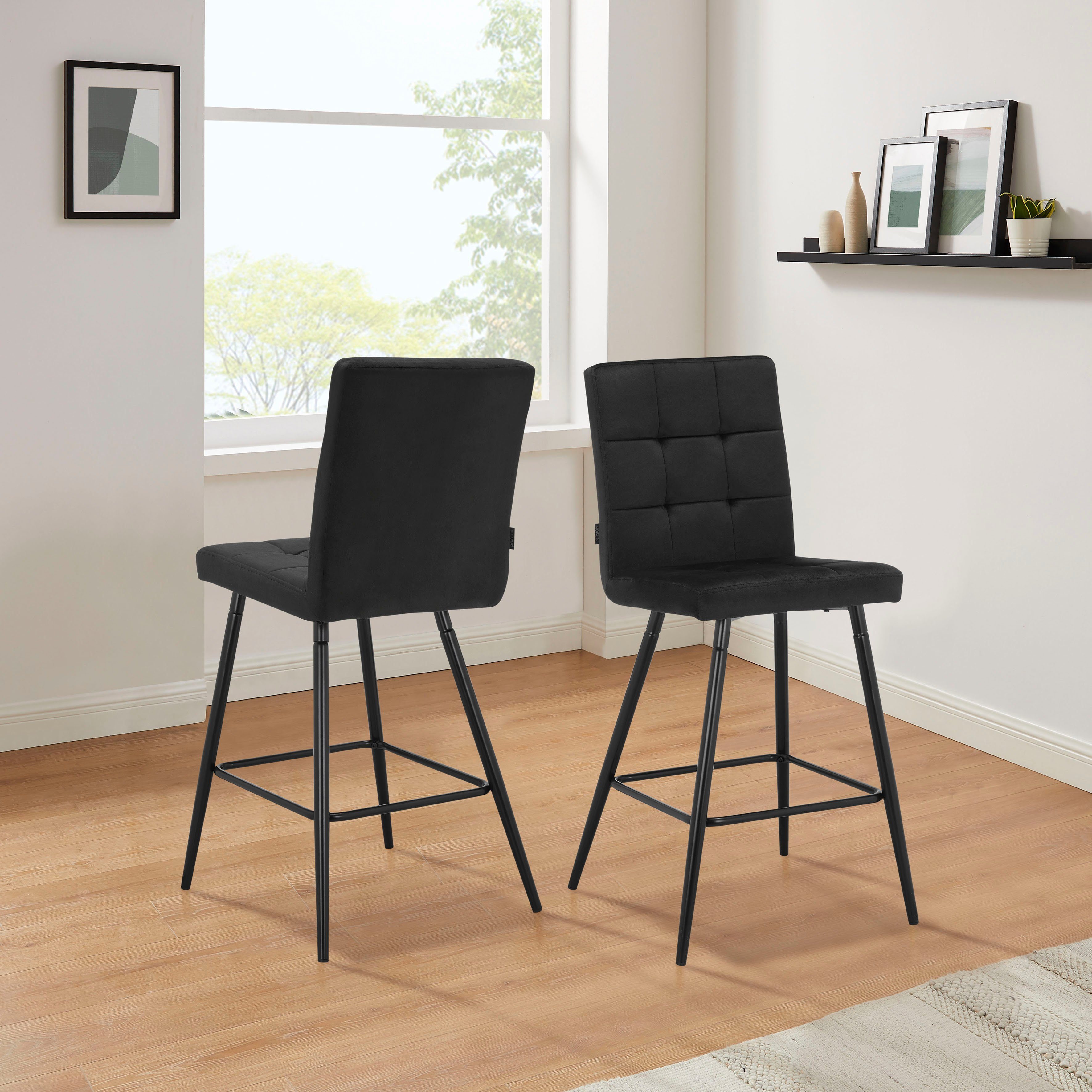 INOSIGN Barhocker Kerim mit 66,5cm | schwarz Rücken Set Sitzhöhe erhältlich, (2 2er im St), und schwarz Sitz gepolstert