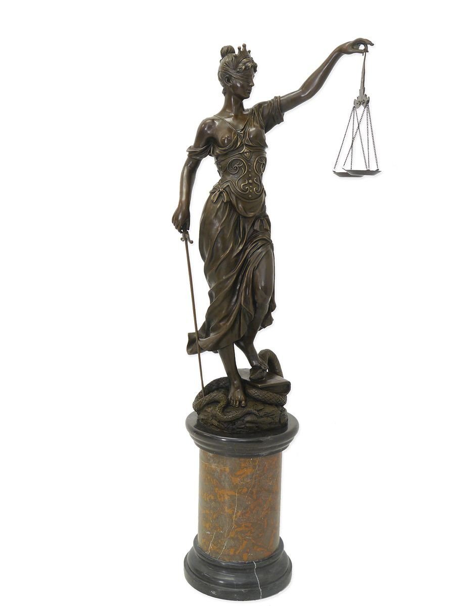 AFG Dekoobjekt Justitia Figur Bronze Göttin des Rechtwesens auf Marmor