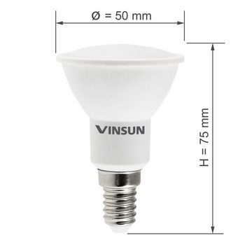 Vinsun LED-Leuchtmittel E14 LED Lampe 5W ersetzt 35W Leuchtmittel warmweiß 2900K JDR Reflektor