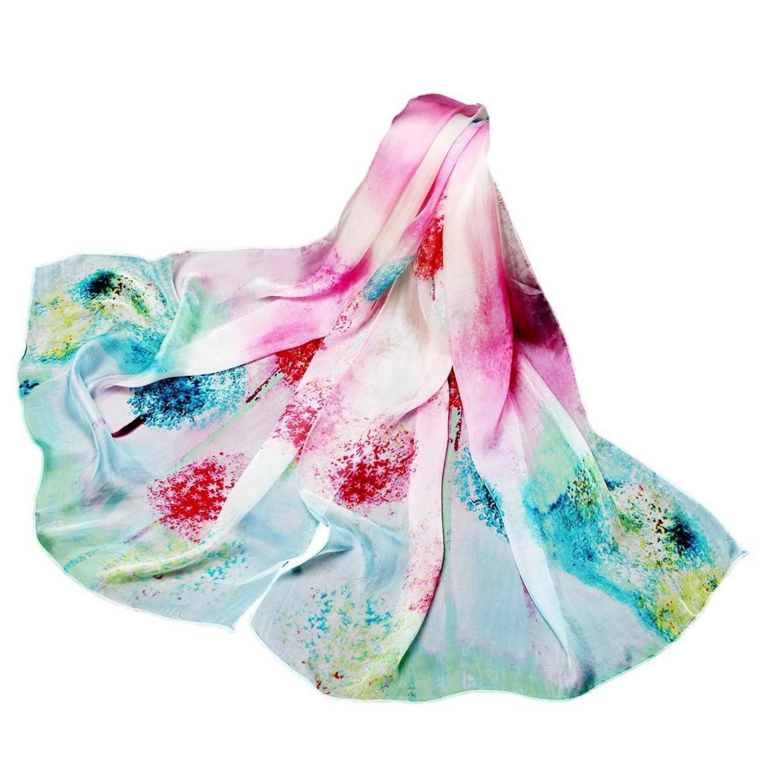 LuxusKollektion Seidenschal Seidenschal Damen Blau Farbverlauf 178x62cm, (1-St)