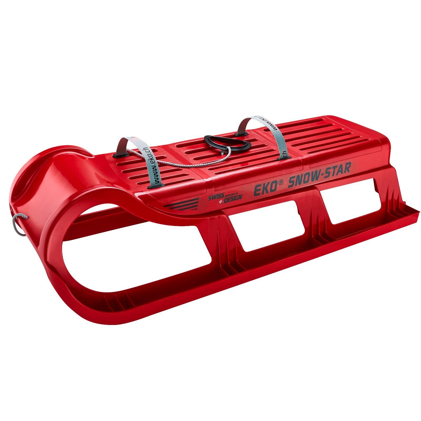 TikTakToo Davoser Санки EKO Snow-Star 100 oder 120, 1er, 2er oder 3er mit Verstärkung (erweiterbar mit Jenny Санкиsitz und Schubstange, Сани incl. Zugseil mit Zuggriff), Kunststoff (Modell) mit Edelstahlkufen, breite Auflage