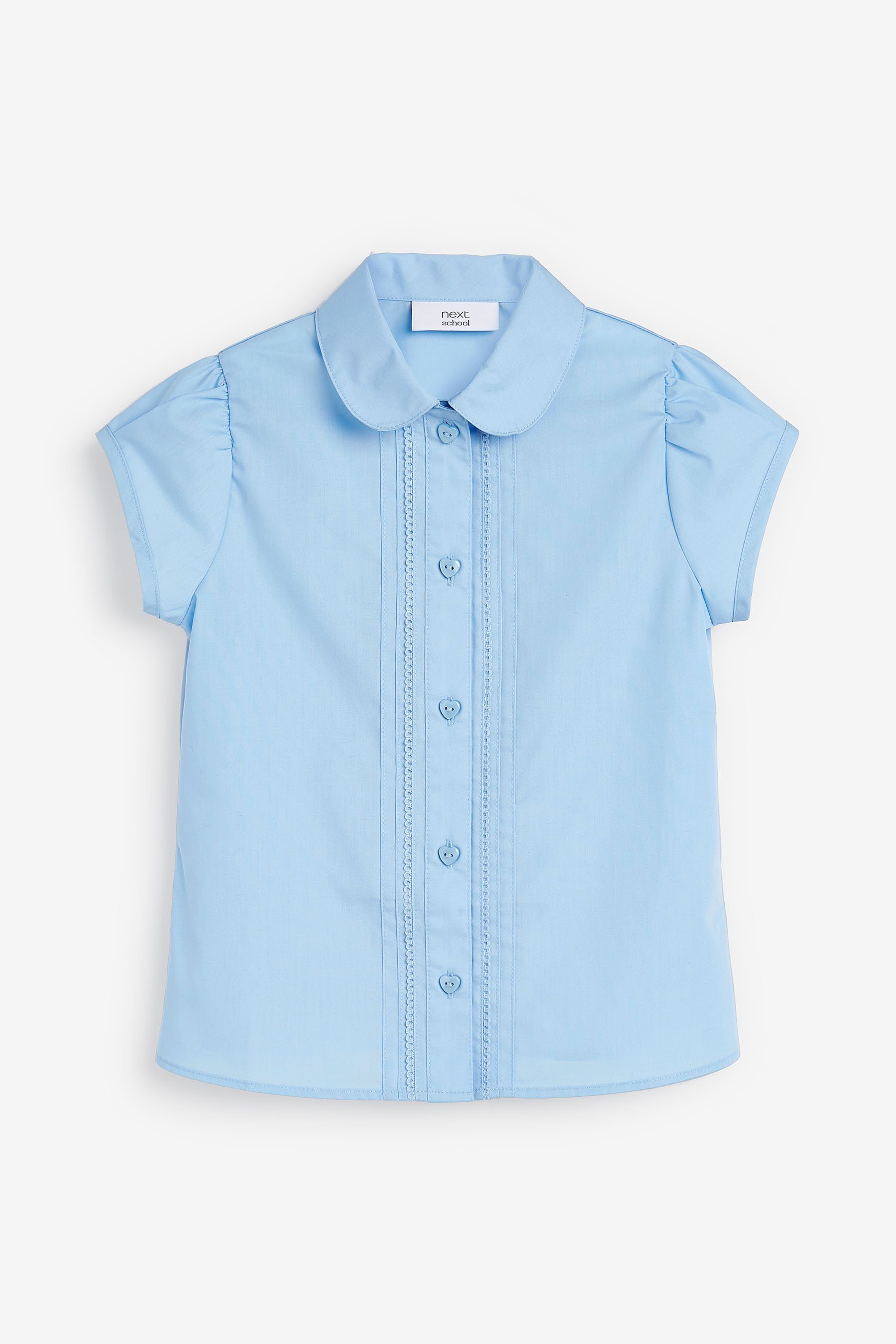 Next Langarmbluse Bluse mit Puffärmeln und Spitzendetails (1-tlg) Blue