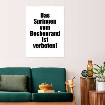 Posterlounge Poster Typobox, Das Springen vom Beckenrand ist verboten, Badezimmer