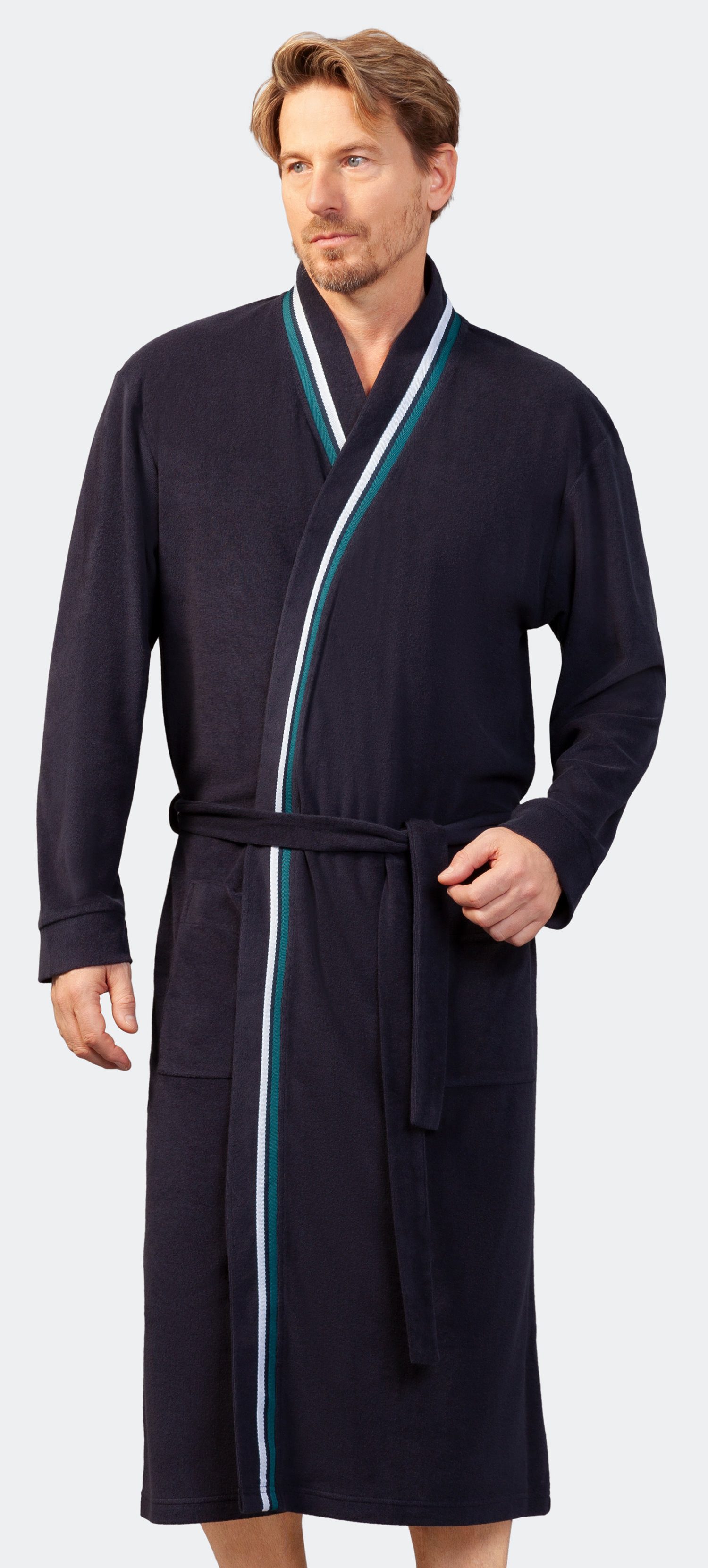 Hajo Herrenbademantel Herren Morgenmantel, Midi, Baumwollmischung, günstig online kaufen