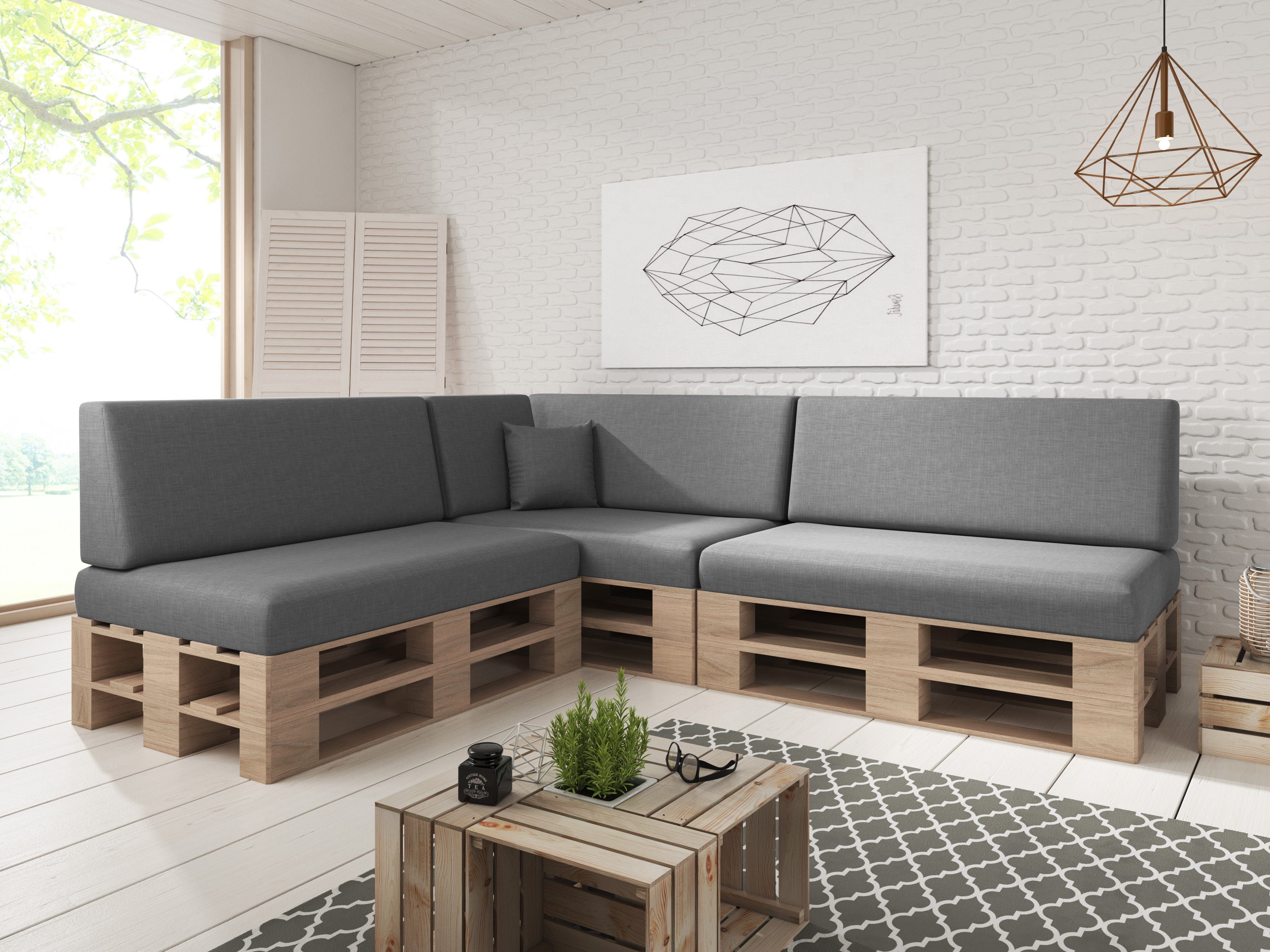 sunnypillow Palettenkissen Milano - 8er Set Palettenauflage mit abnehmbarem Bezug Kaltschaum, 8er Set Palettenkissen