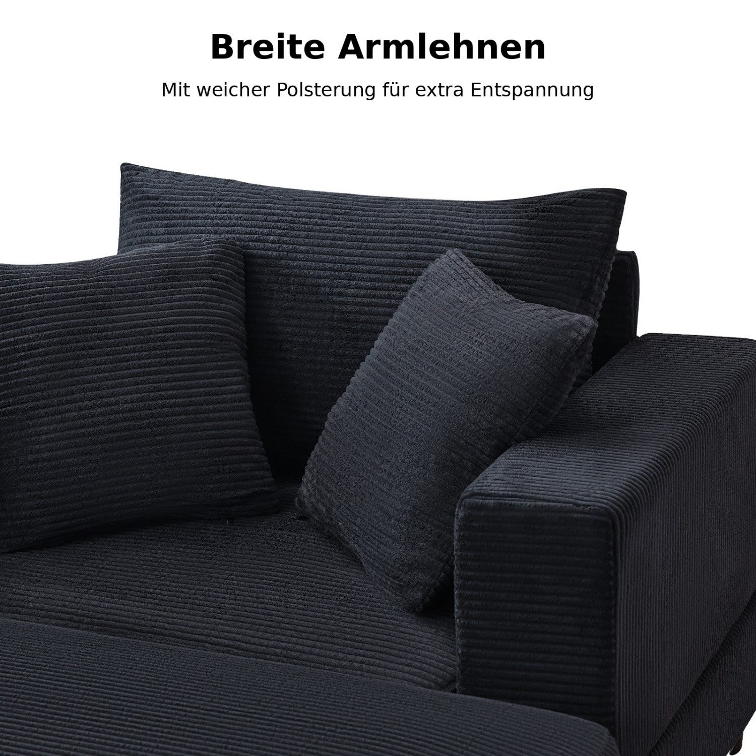 ANYSUN XXL-Sessel Loveseat mit Stauraumhocker, breiter Sitzfläche & 3 Rückenkissen (2-St), Cordsessel mit gepolsterten Armlehnen für Wohnzimmer & Leseecke – Bild 4 von 5