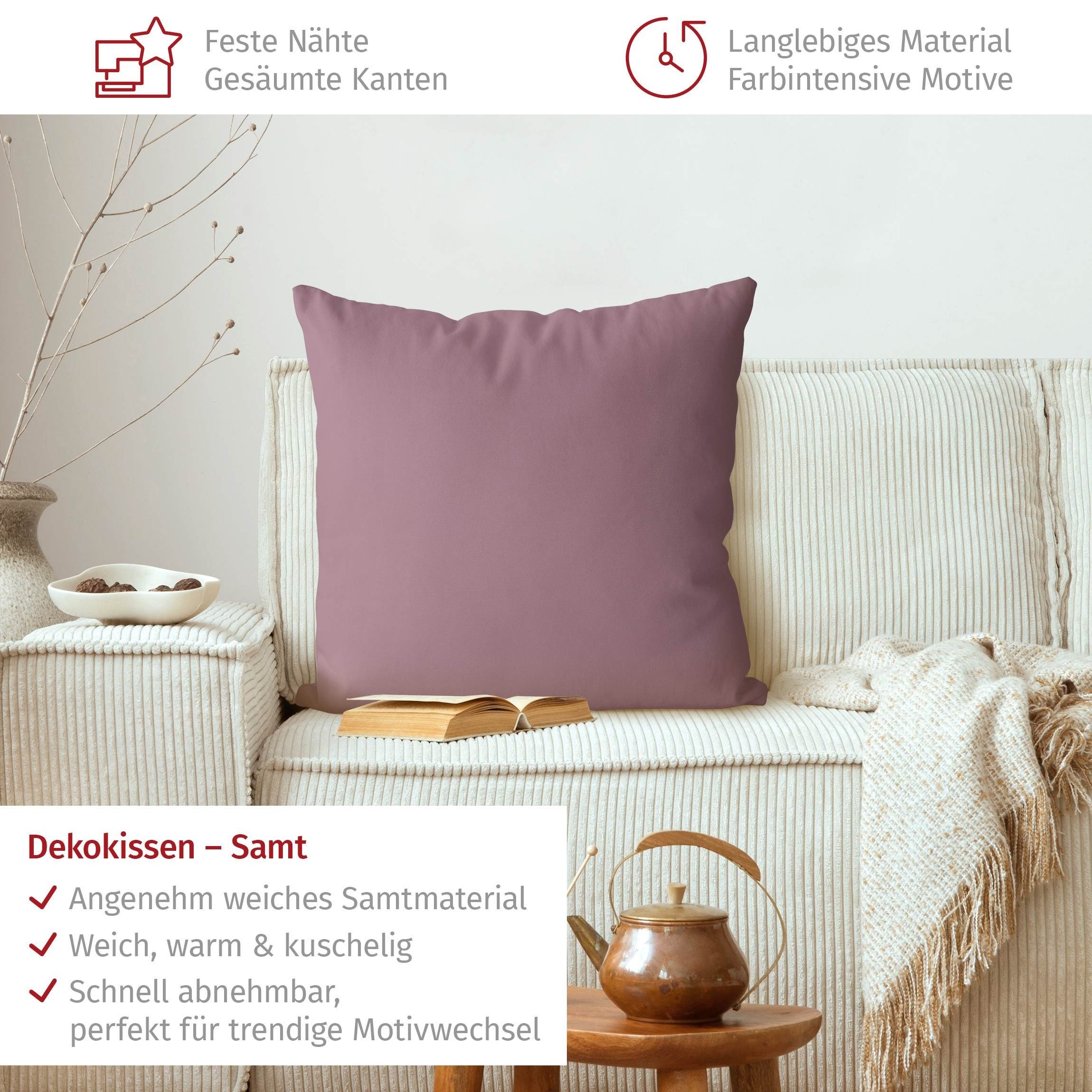Bilderdepot24 Dekokissen drinnen Kissenhülle/ Sofakissen/ Zierkissen violett mit Motiv Unifarbe, Bezug mit / ohne Füllung Zierkissen Outdoor Sofa Bett – Bild 3 von 5