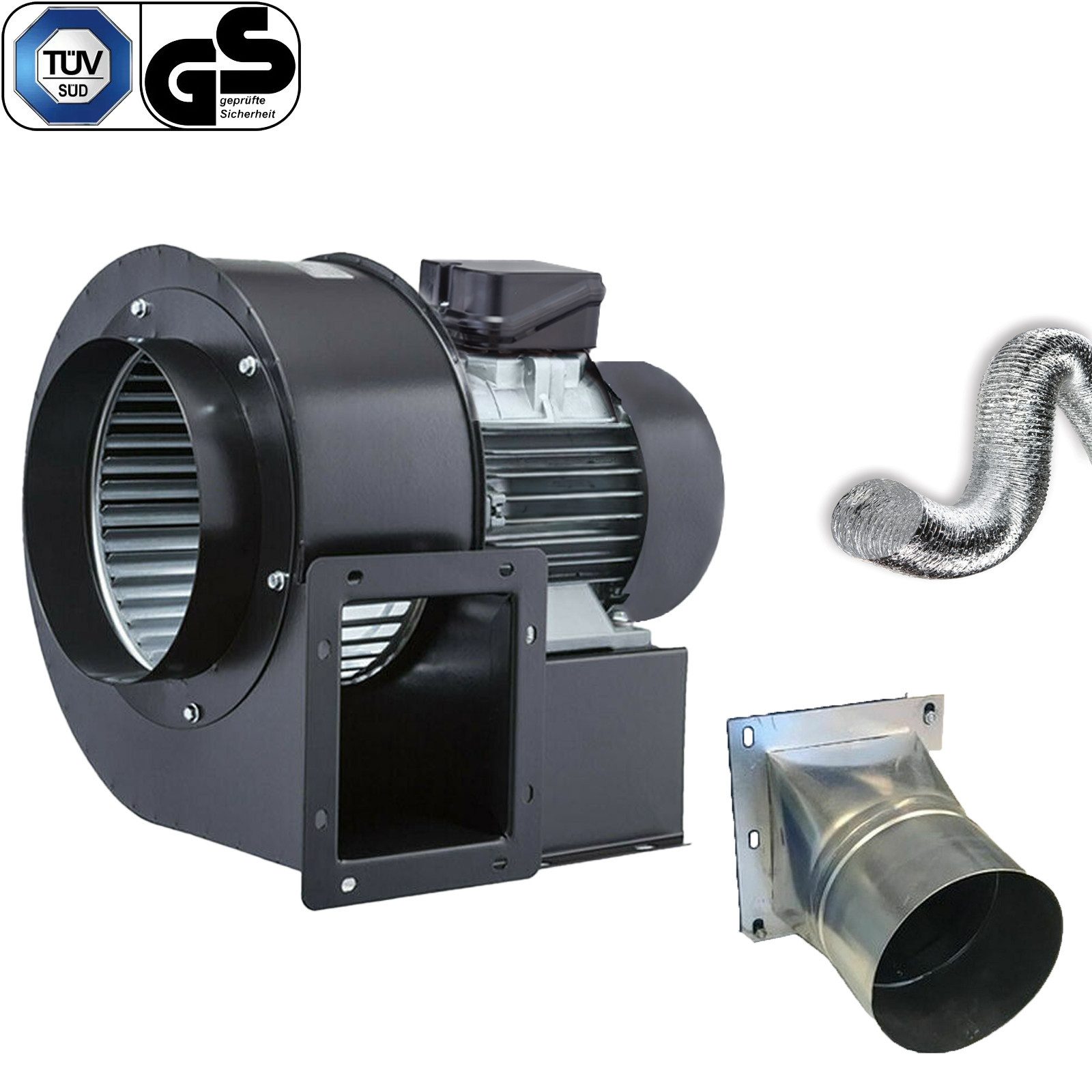 BVN VENTILATION SYSTEMS & ELECTRICAL MOTORS Radialventilator Radialventilator OBR 200 TURBO Radialgebläse mit Flansch & Aluflex