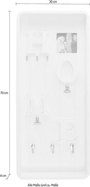 Myflair Möbel & Accessoires Memoboard Valerina, weiß, Schlüsselbrett, mit Klemmen & Haken, mit Schriftzug
