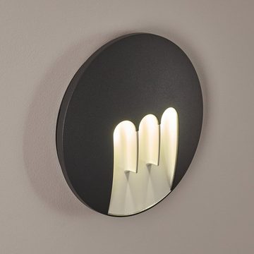 hofstein Außen-Wandleuchte »Smirra« LED Außenmoderne Wandlampe aus Aluminiumin Anthrazit, 4100 Kelvin, 9 Watt, 209 Lumen, rund für Terrasse/Hof/Haustür, IP54