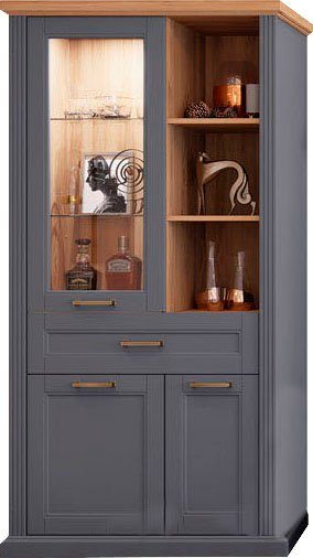 OTTO home Vitrine Tara (H/B/T): 200/101/48cm) lackiert mit wasserbasiertem UV-Lack, Soft-Close-Funktion