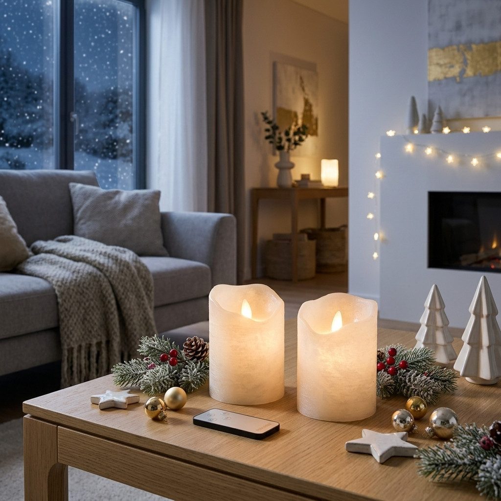 Home-trends24.de LED-Kerze LED Kerze Wachskerze Kerzen Weiß Timer Batterie 2er Set