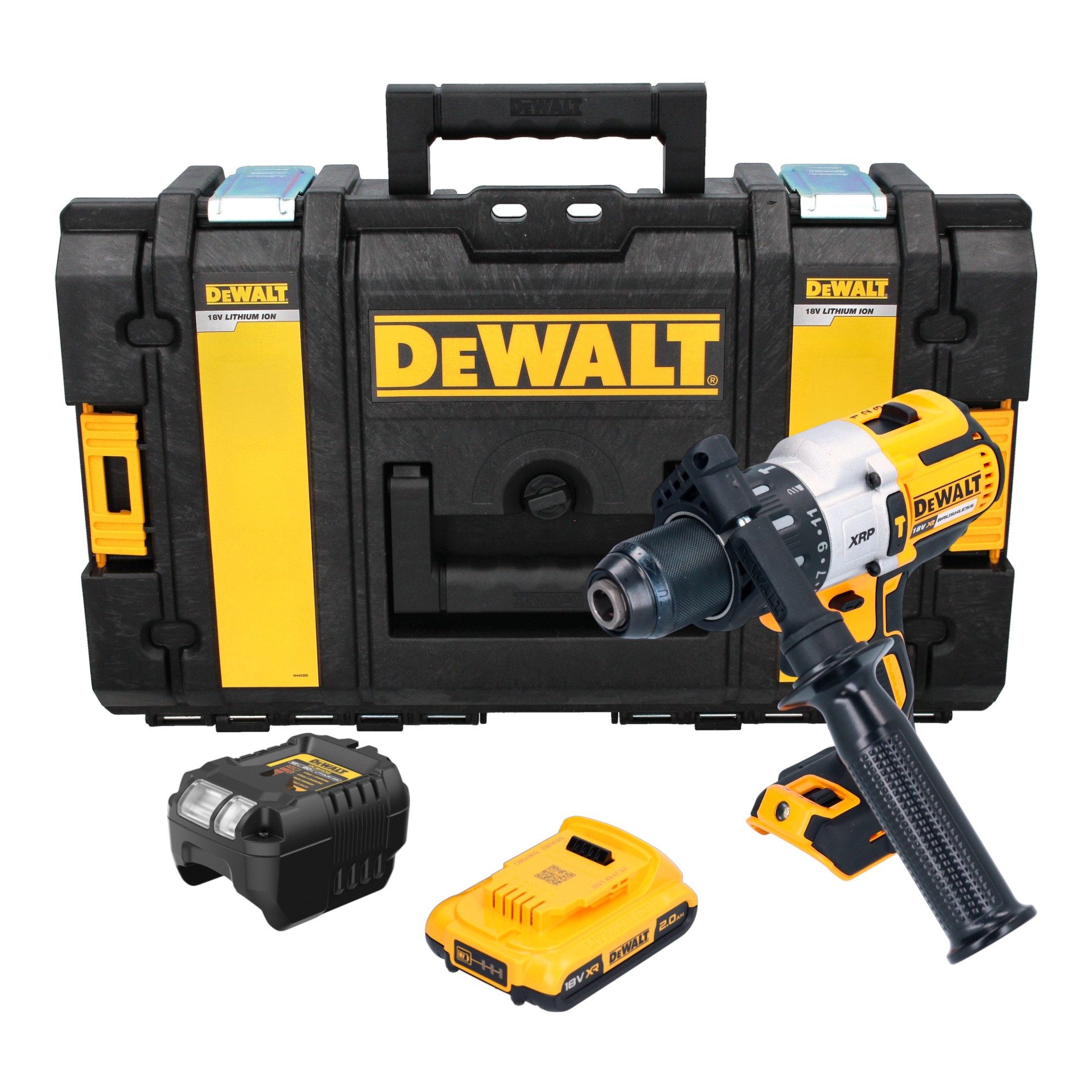 DeWalt Akku-Schlagbohrschrauber DCD 996 D1 18V 95Nm Brushless + 1x Akku 2,0 Ah + Ladegerät + Tough Box