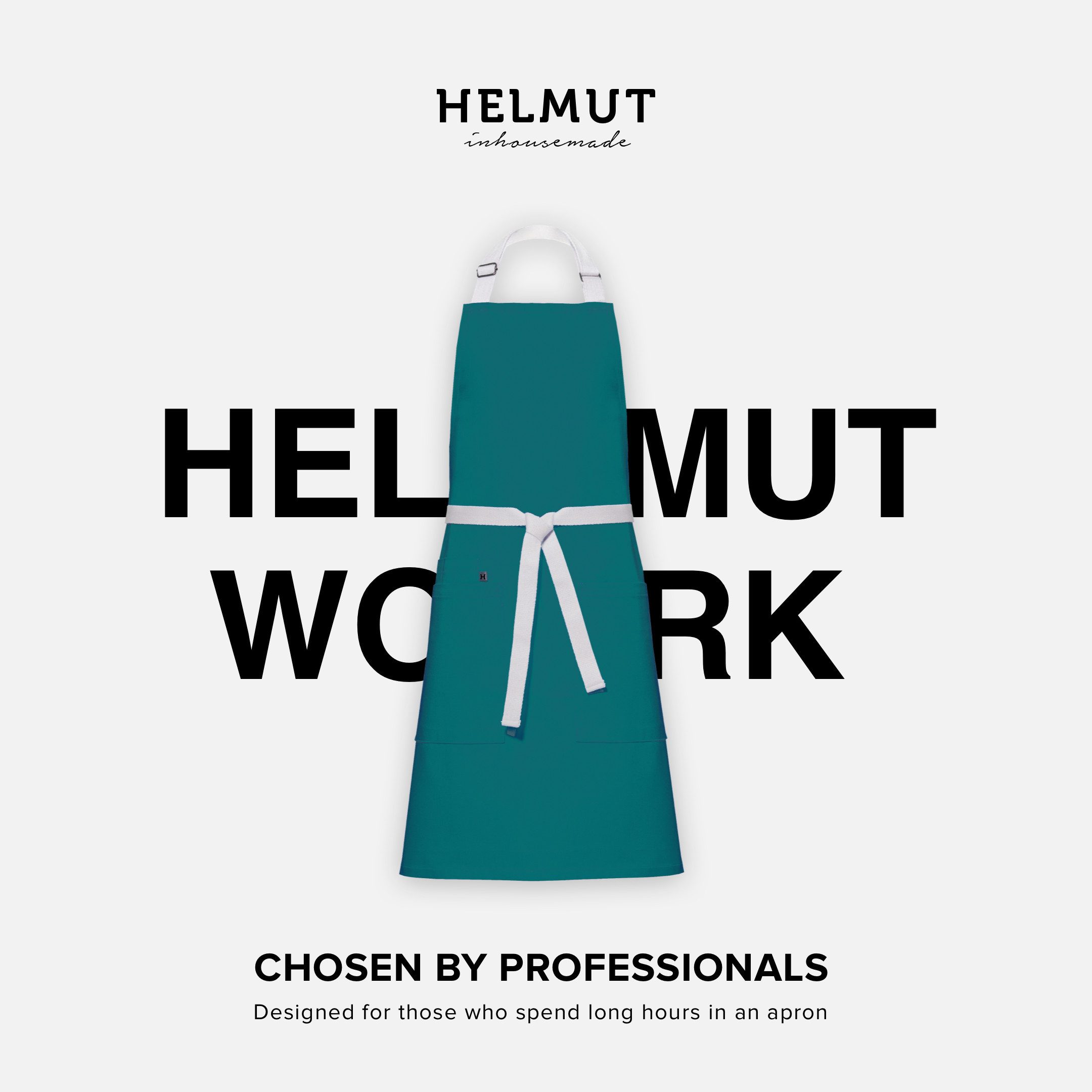 HELMUT Kochschürze HELMUT WORK Küchenschürze Premium Benzin 100% Baumwolle vegan, (mit Taschen 60 x 80 cm Profi-Kochschürze für Restaurant Café Gastronomie)