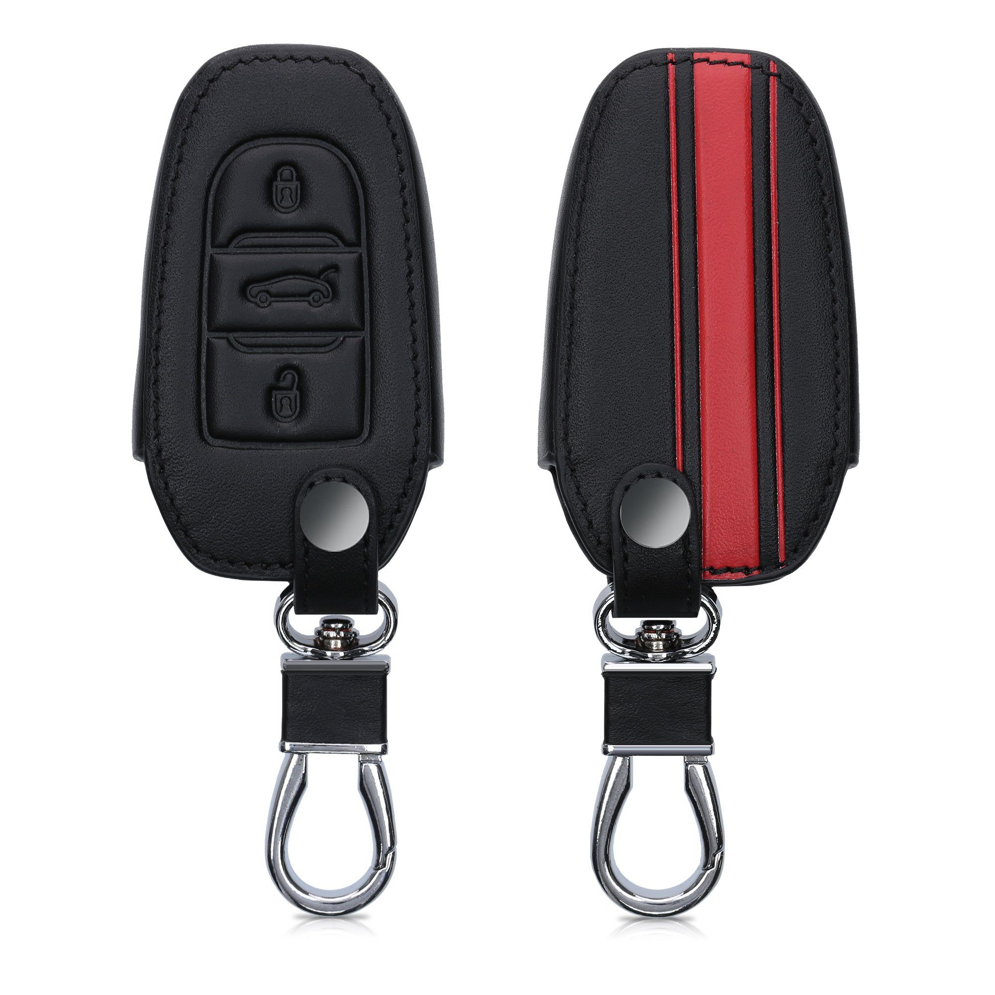 kwmobile Autoschlüssel Kunstleder Hülle kompatibel mit Ford 3-Tasten  Autoschlüssel Keyless Go - Schlüsselhülle in Schwarz