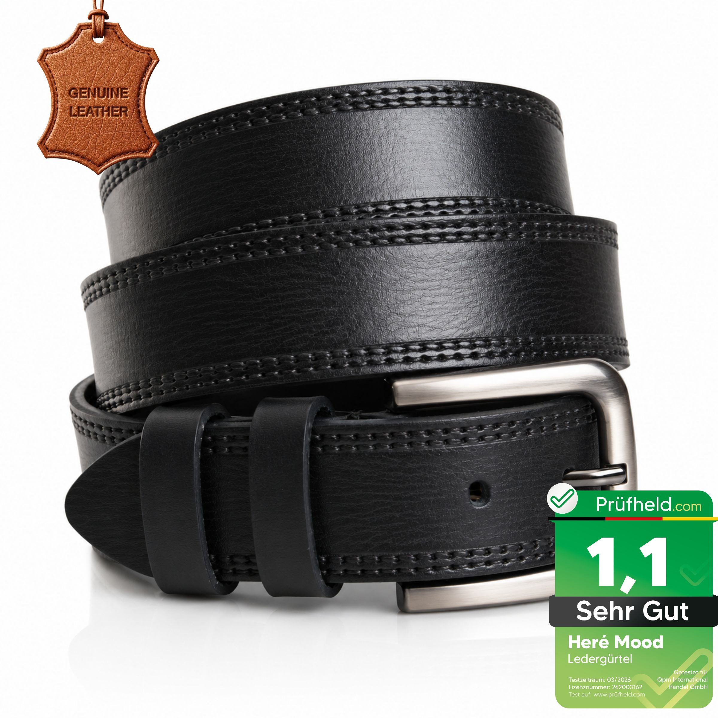 herémood Ledergürtel Gürtel Herren 4cm breit Ledergürtel Jeans Premium Geschenke für Männer (100 % Echtleder Gürtel handgefertigt, hochwertig verarbeitet, kürzbar, 1-St., Schwarz 135 cm – 4 cm breit – echtes, robustes Büffelleder, langlebig) Schwarzer Gür