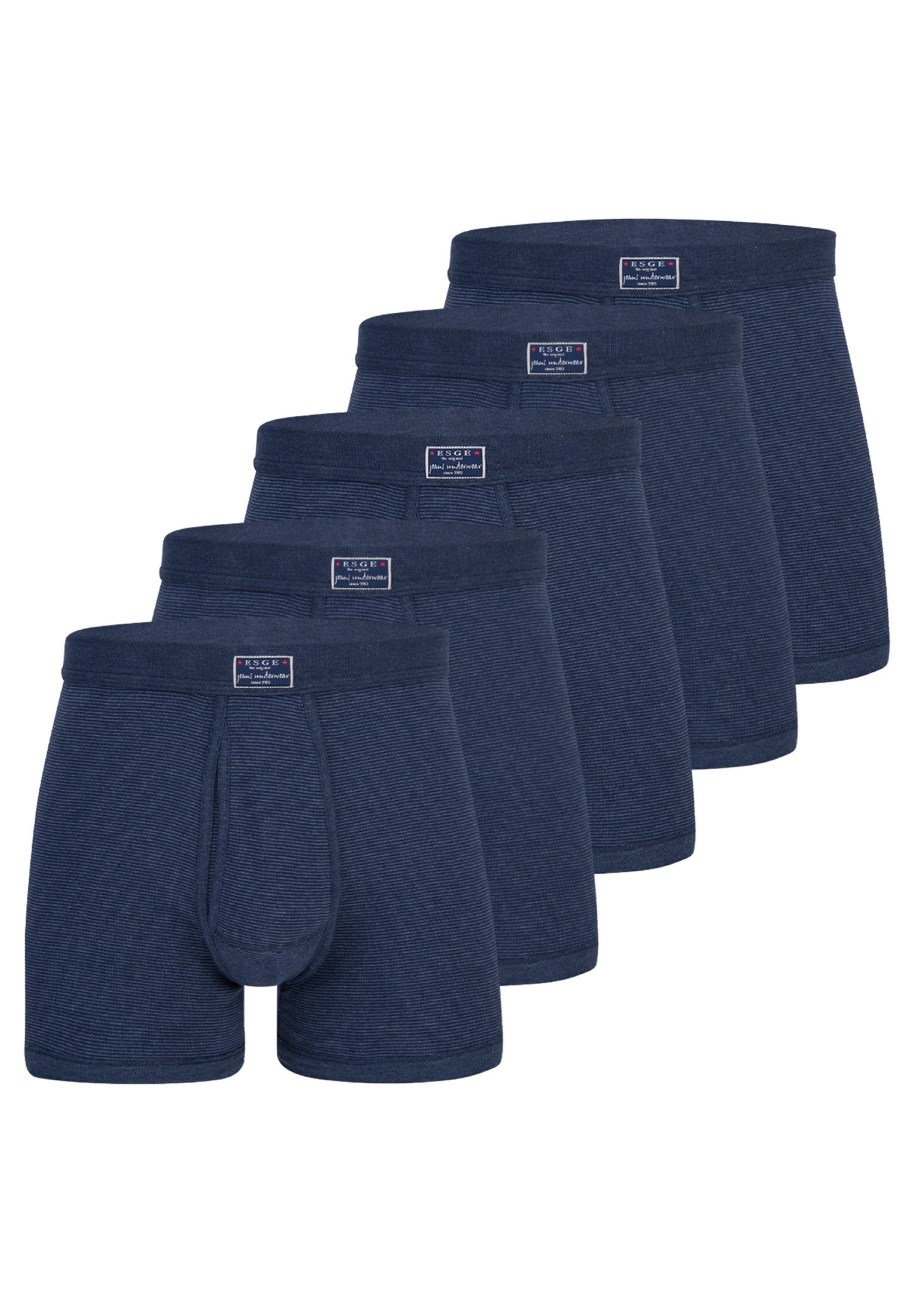 ESGE - Die Wäsche-Macher Retro Boxer 5er Pack - Feinripp Jeans (Spar-Set, 5-St) Pant mit Eingriff - Baumwolle - Mit Eingriff - Ohne Seitennähte