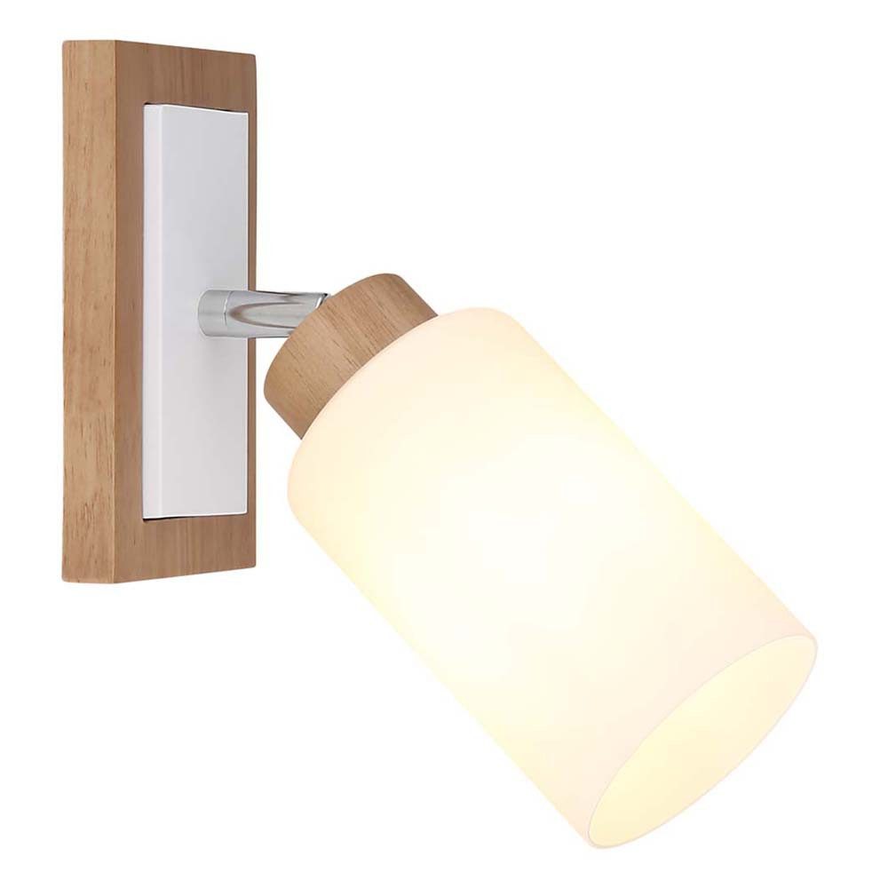 GLOBO LIGHTING Wandstrahler, Leuchtmittel nicht inklusive, Wandleuchte Wandlampe Holz braun Metall weiß matt schwenkbar H 25 cm
