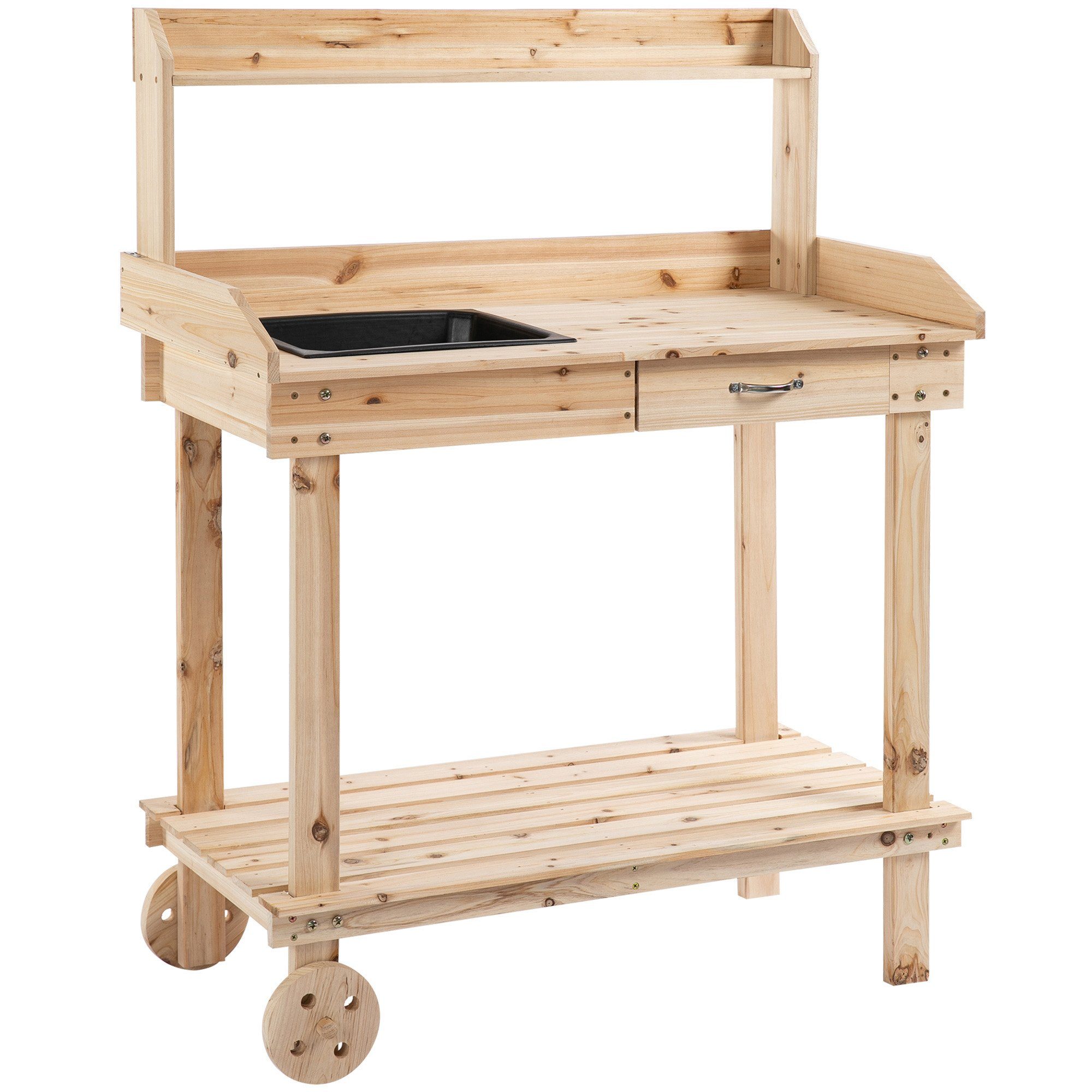 Outsunny Pflanztisch (Set, 1St., 1 x Pflanztisch), mit Rollen