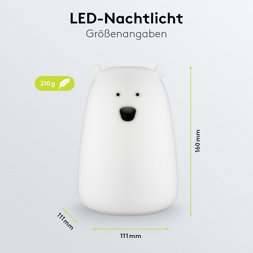 Goobay LED Nachtlicht LED Einschlafhilfe mit Farbwechsel für Babys, LED  fest integriert, Warmweiß, Farbwechsler, Li-Ion-Akku / 3 Leuchtmodi /  Touch-Sensor / Weiches Silikon