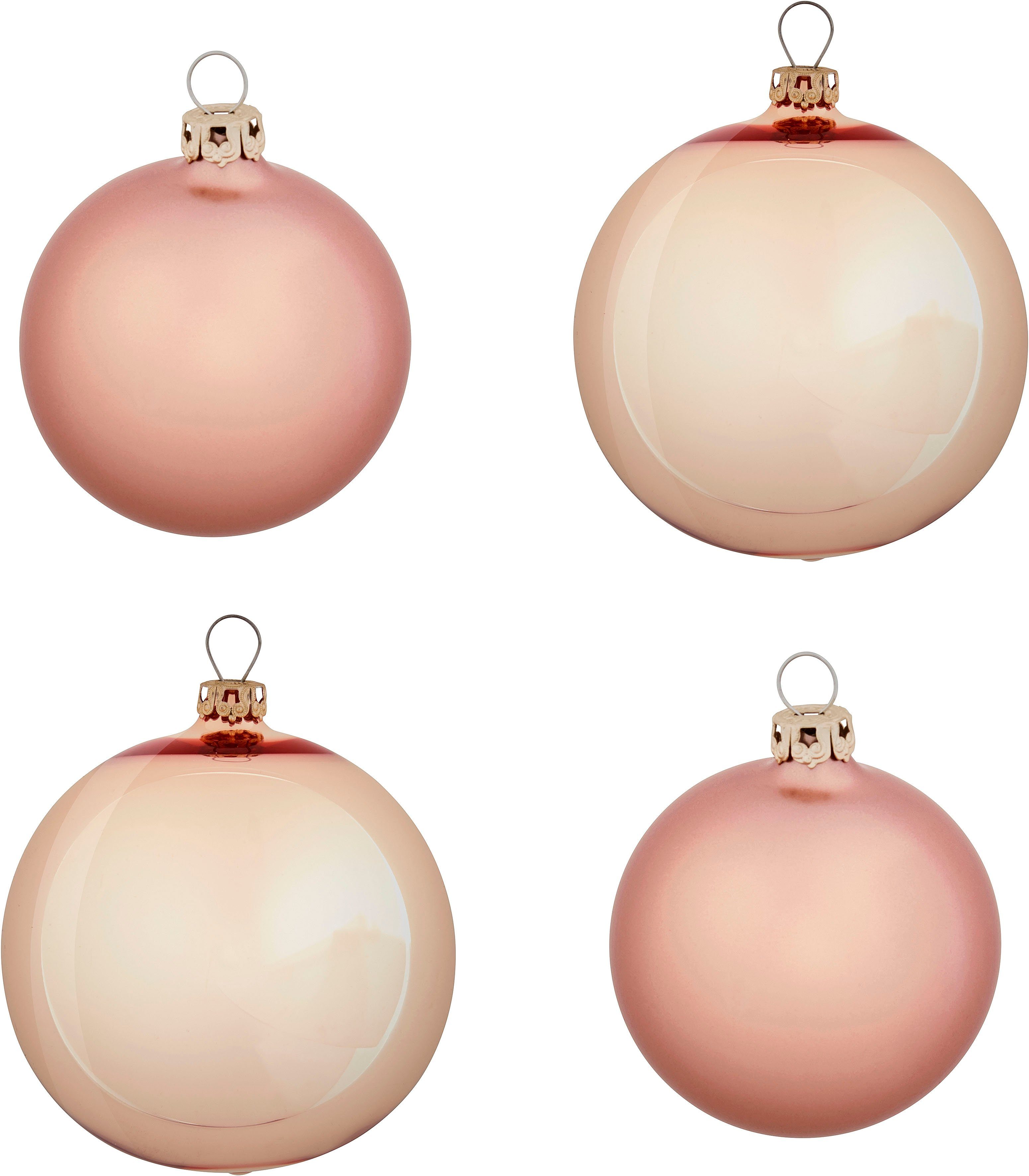 Tarja, mundgeblasen Christbaumschmuck, Christbaumkugeln handdekoriert und (6 Glas, Weihnachtsdeko, Glas Lena by Weihnachtsbaumkugel aus St), Home LeGer Gercke altrosa