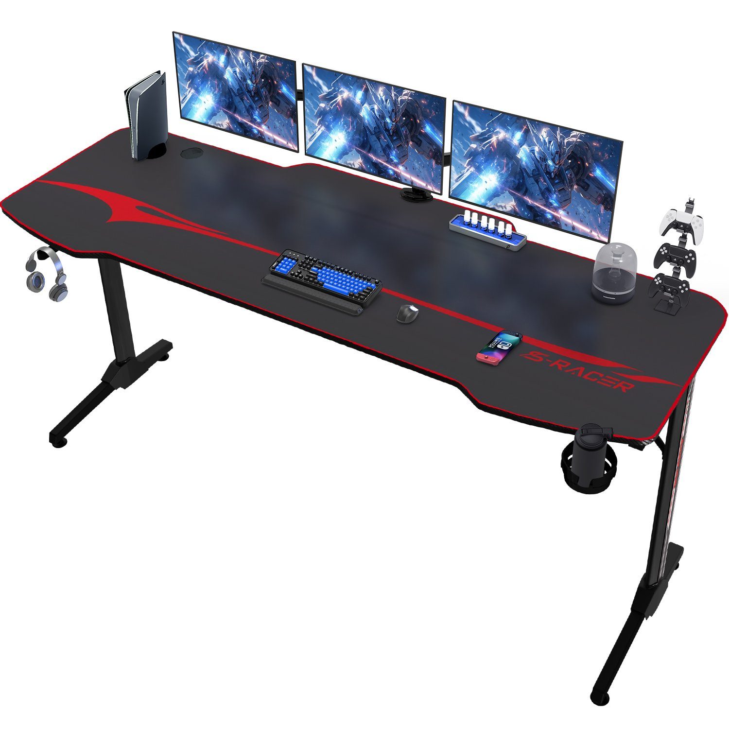 HOMALL Gamingtisch 140 cm Computer Schreibtisch Gamer Tisch dunkel