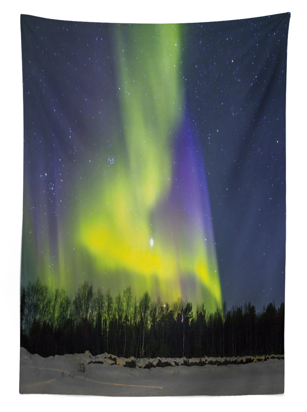 Außen den geeignet Farben, Klare Aurora Abakuhaus Für Wald Bereich Waschbar Farbfest Tischdecke Alaska Borealis
