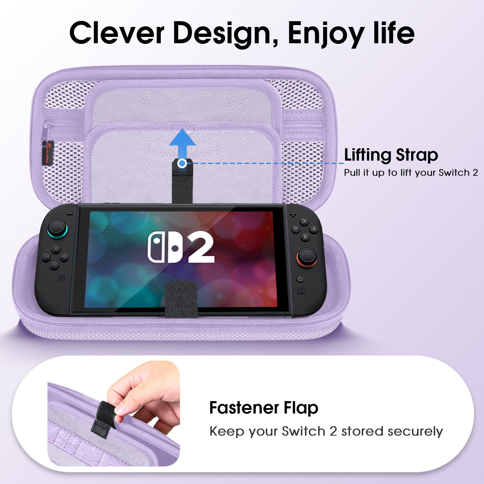 Fintie Nintendo-Schutzhülle Tasche für Nintendo Switch 2(2025 Modell) - Tragetasche, mit 20 Spielkartenhaltern und Haltegurt für Switch Konsole und Zubehör – Bild 4 von 5