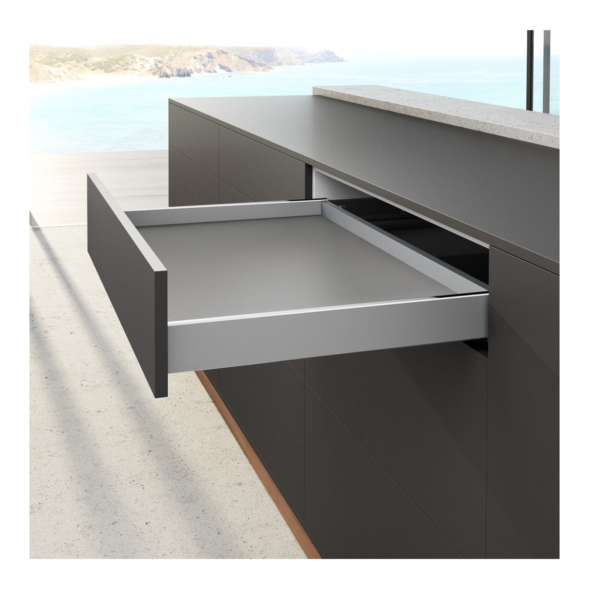 Hettich Teleskop-Vollauszug Hettich Zarge AvanTech YOU Set, Höhe 77 mm, NL 550 mm, silber, links u